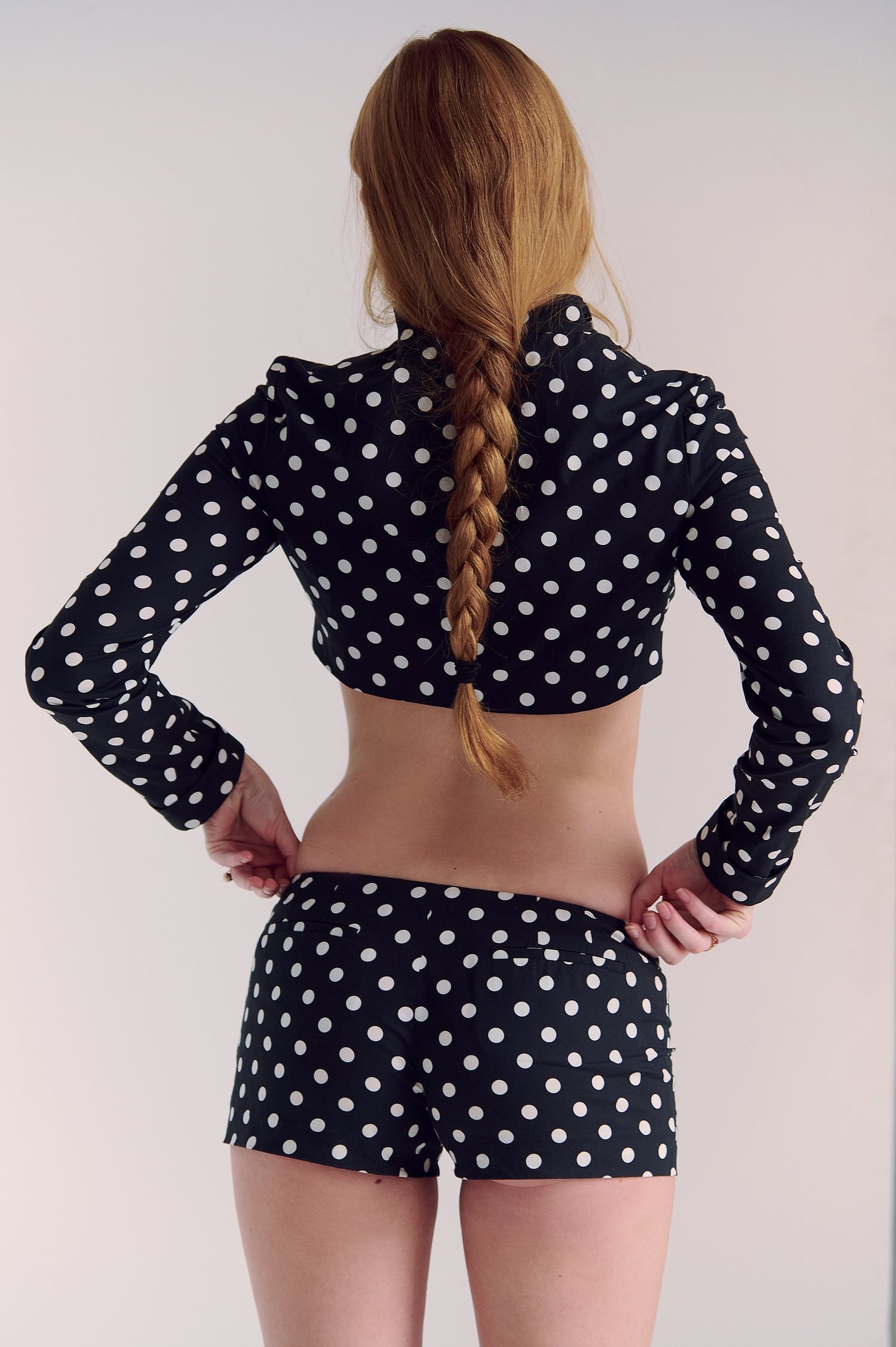 The Cropped Harlow Jacket in Polka Dot