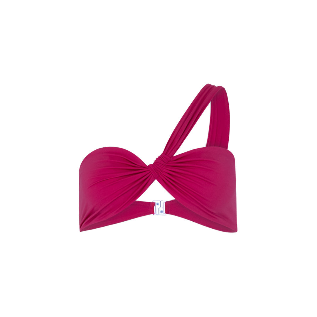 Ruby Crush One-Shoulder Ruched Top - Ruby Pink