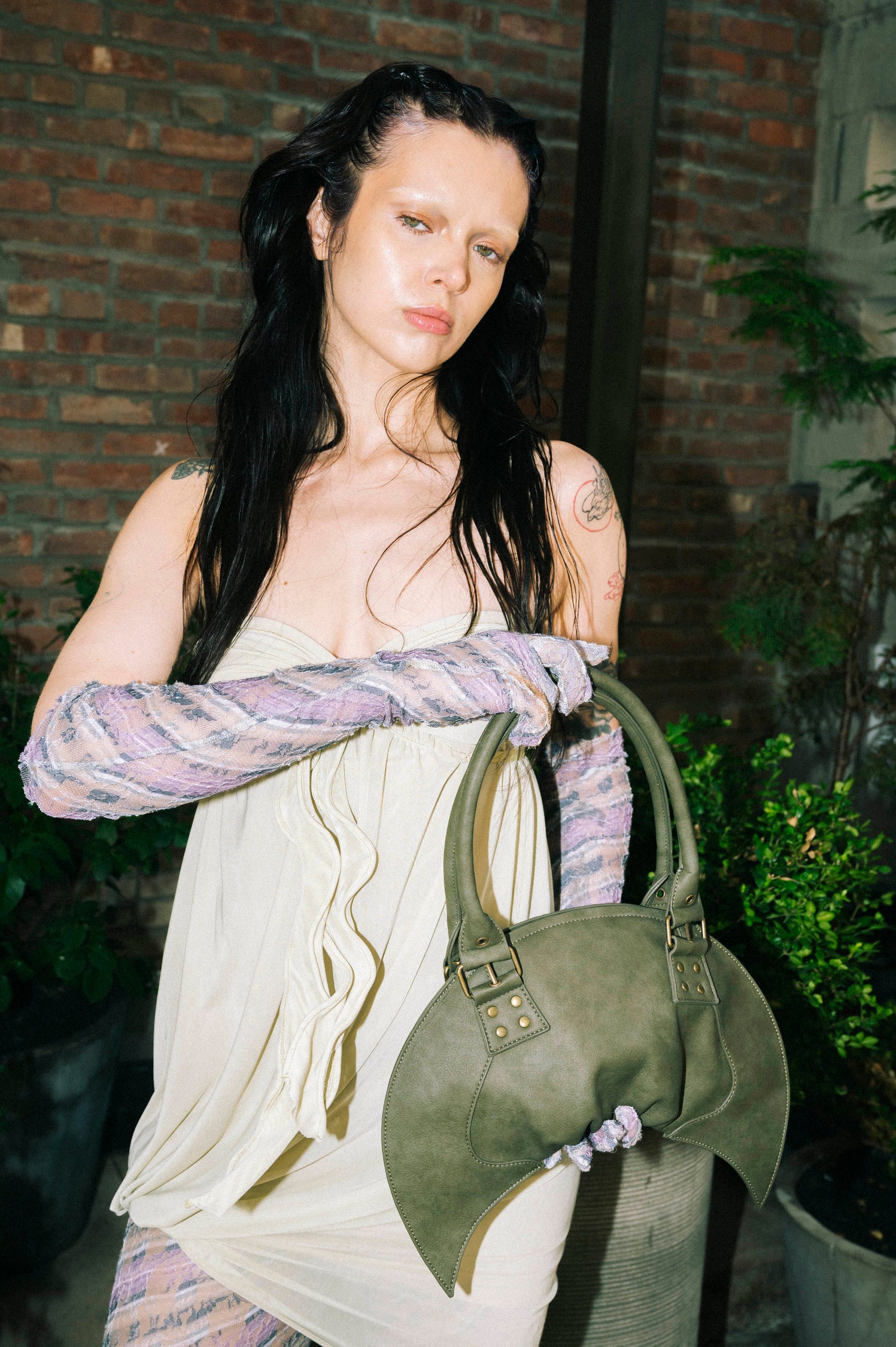 The Croissant Bag Matte Moss Grey