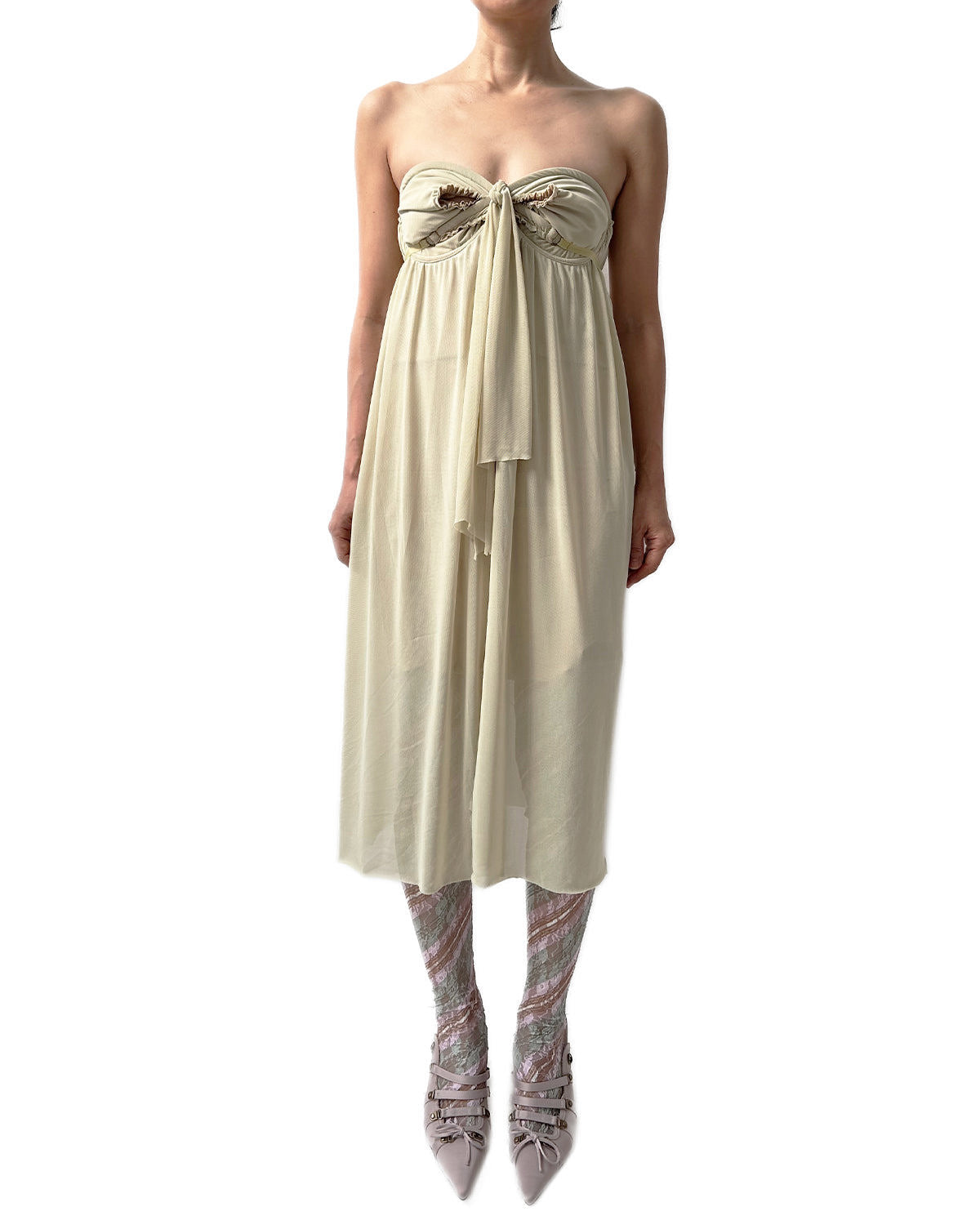 Bowie Draped Midi Dress Cream Sand