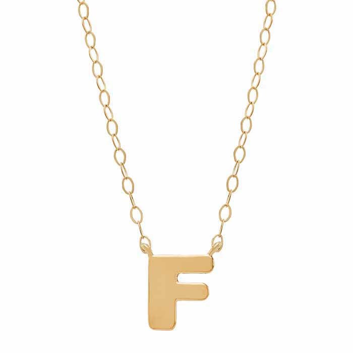 14K Solid Gold Alphabet Necklace