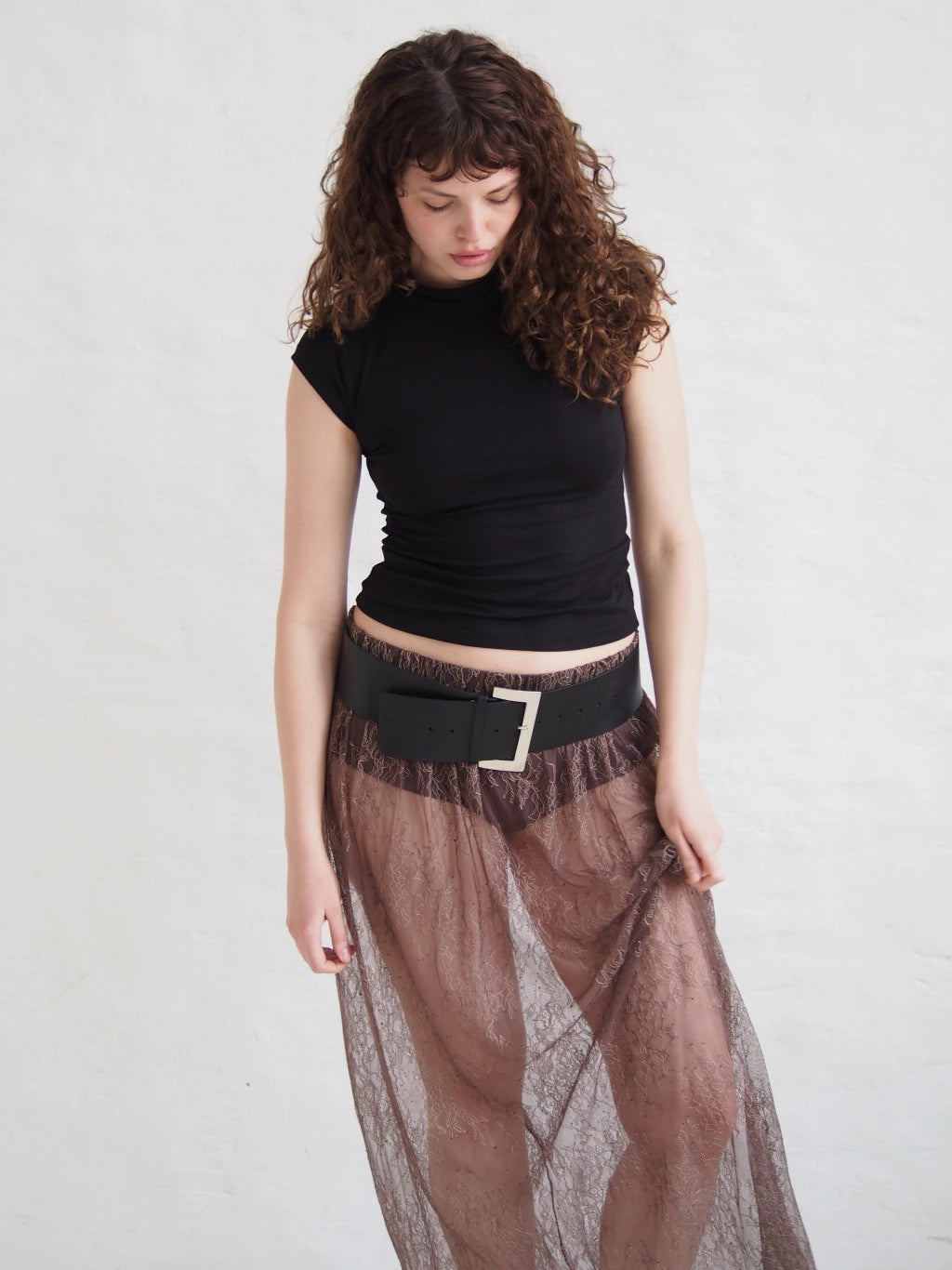WIDE LEATHER BELT - BLACK