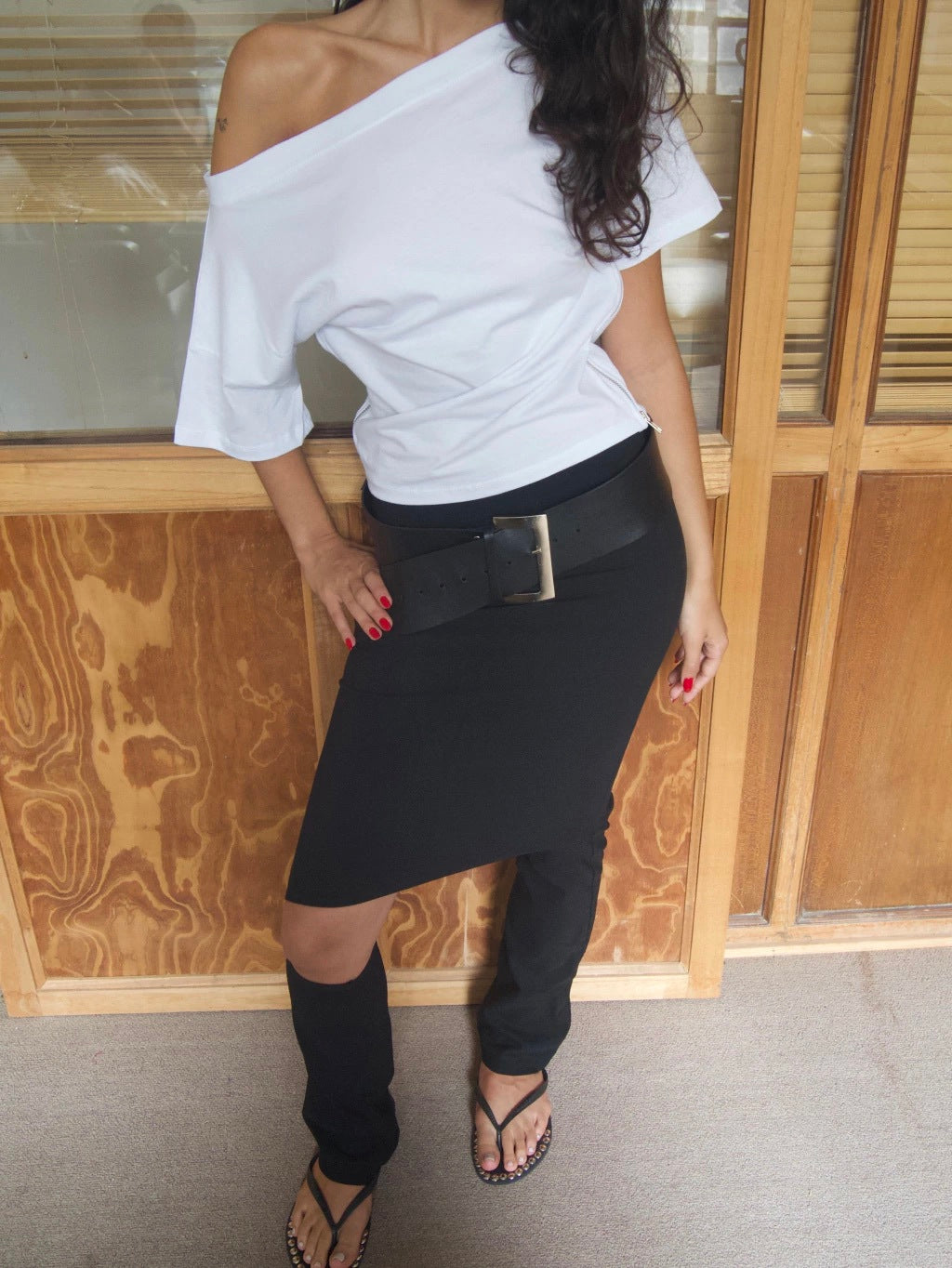 WIDE LEATHER BELT - BLACK