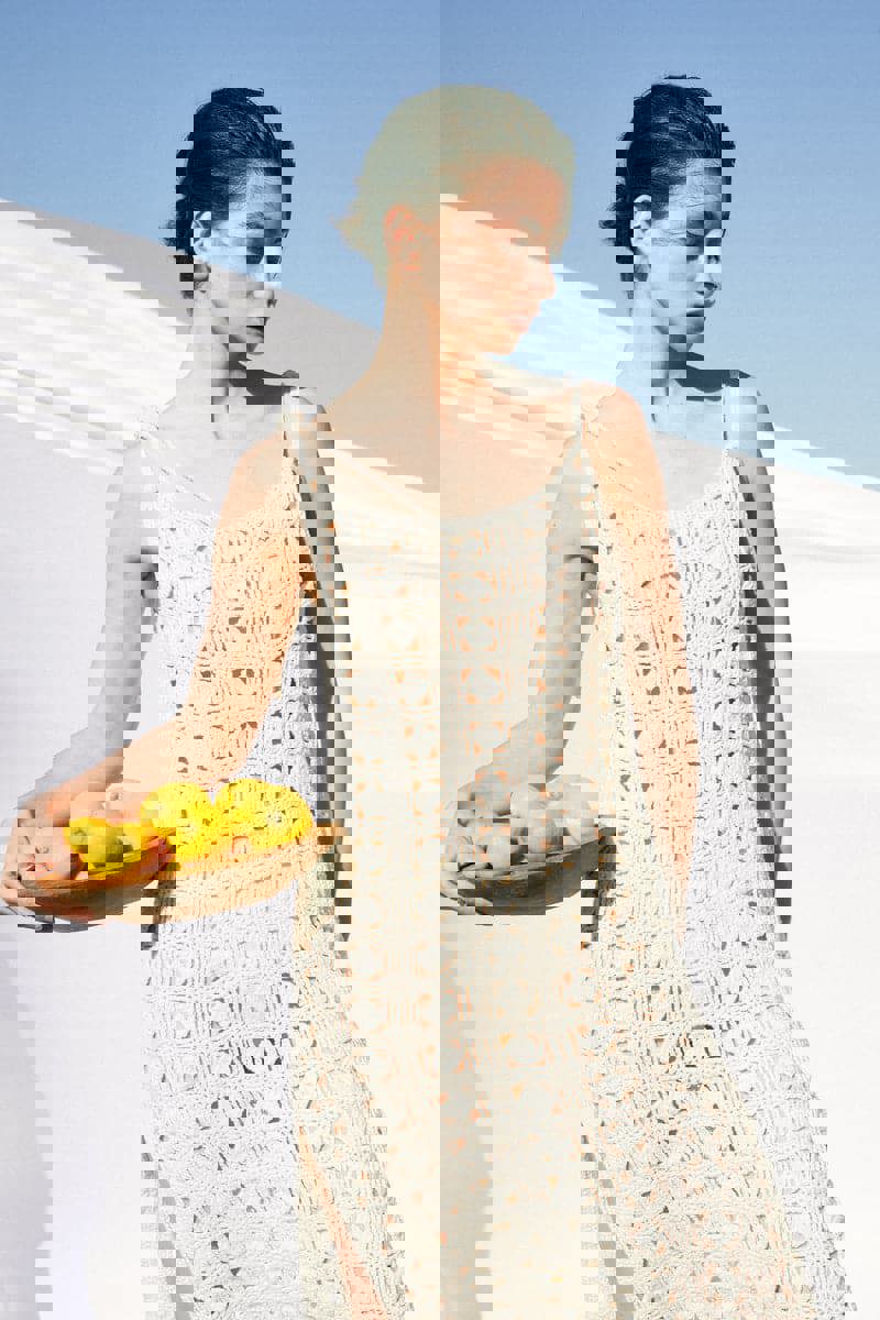 WHITE CROCHET MIDI DRESS