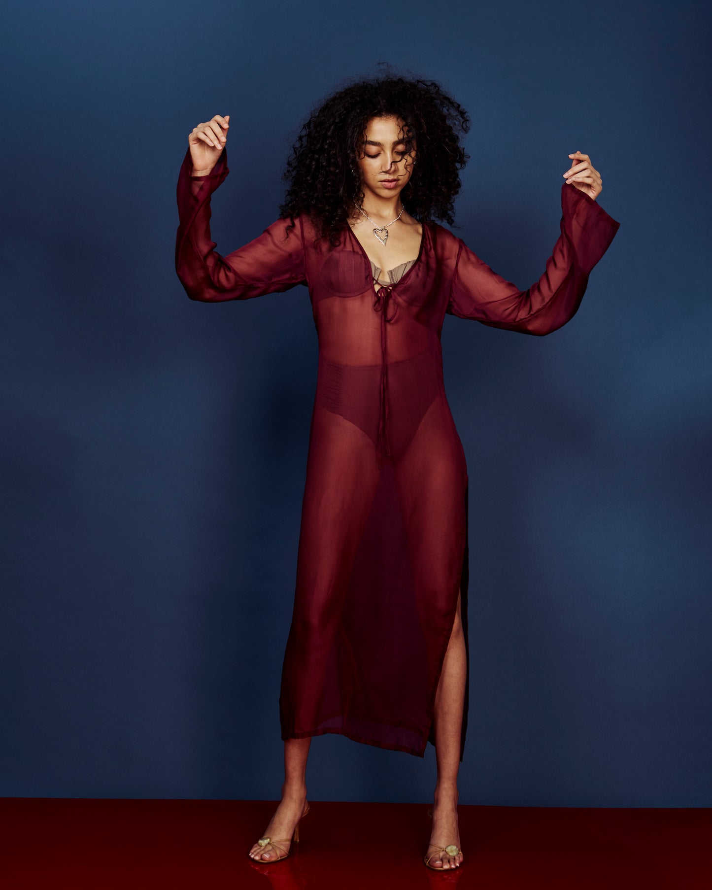 The Antares Kaftan / Rhubarb Silk Chiffon