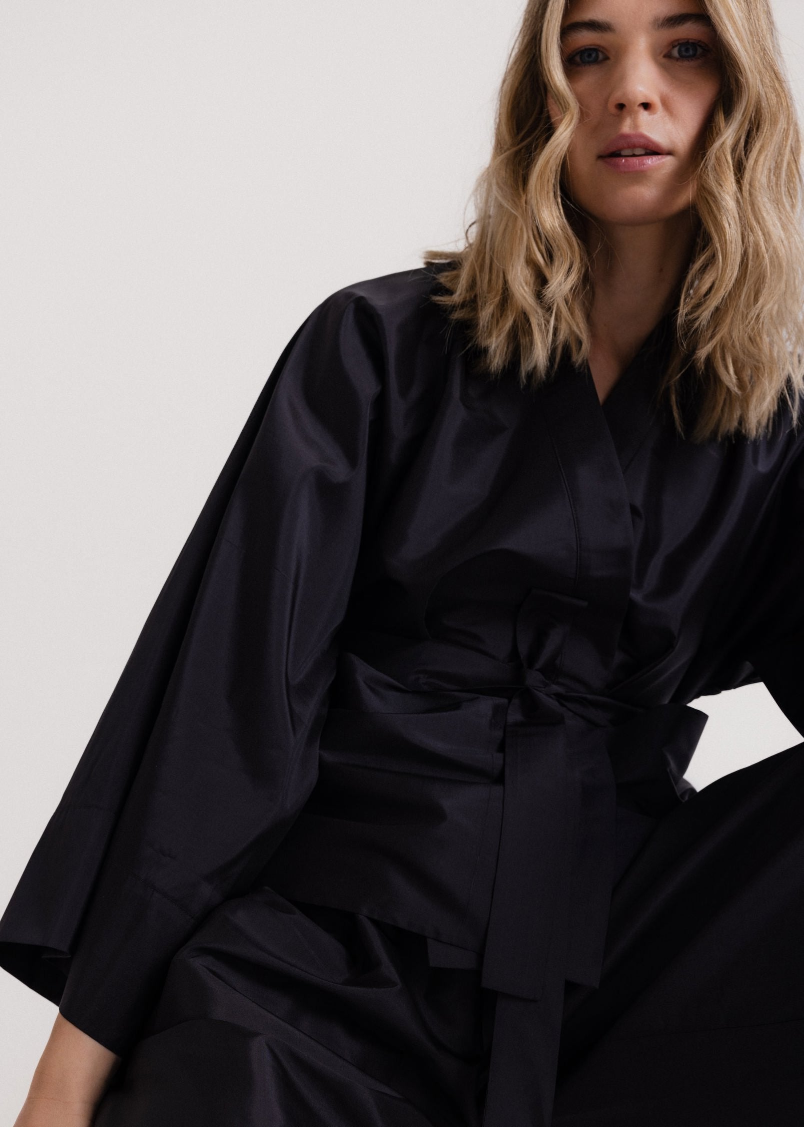 Taffeta Kimono Jacket in Black