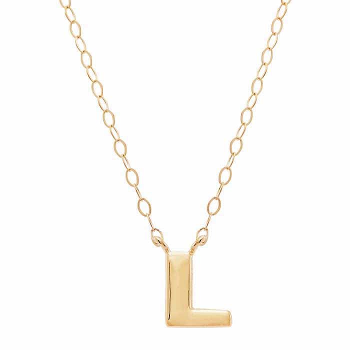 14K Solid Gold Alphabet Necklace
