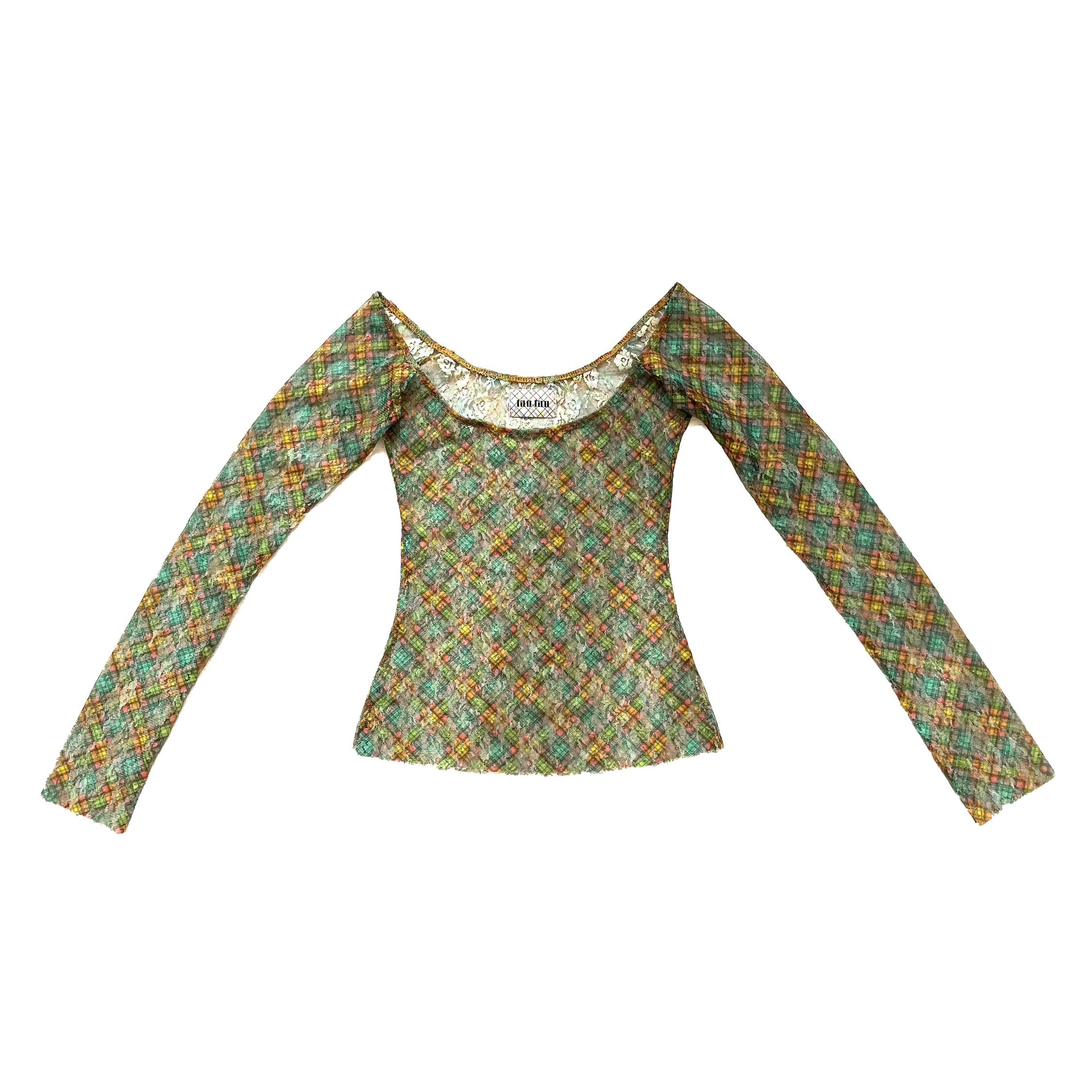 Plaid Lace Off Shoulder Top Aristo