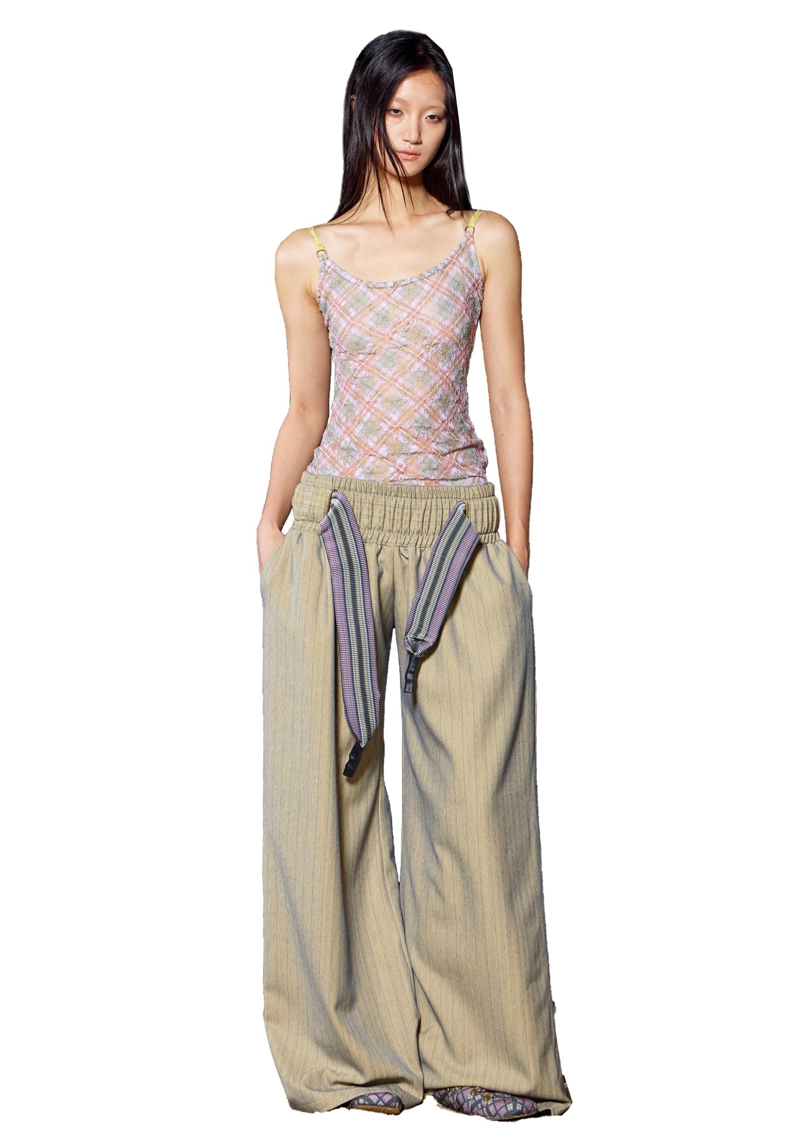 Petal Tartan Stretch Lace Cami Top