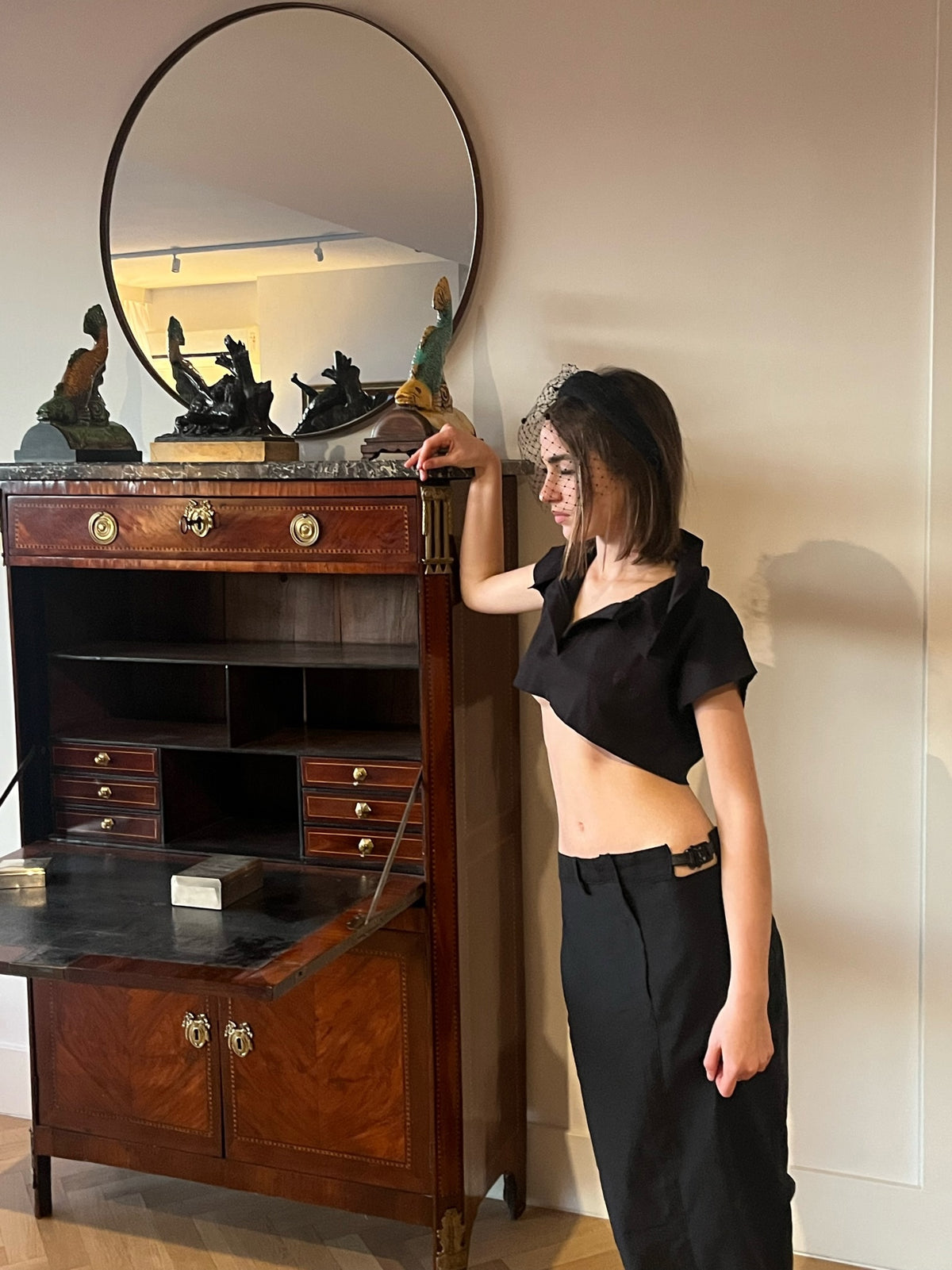 Crop polo top