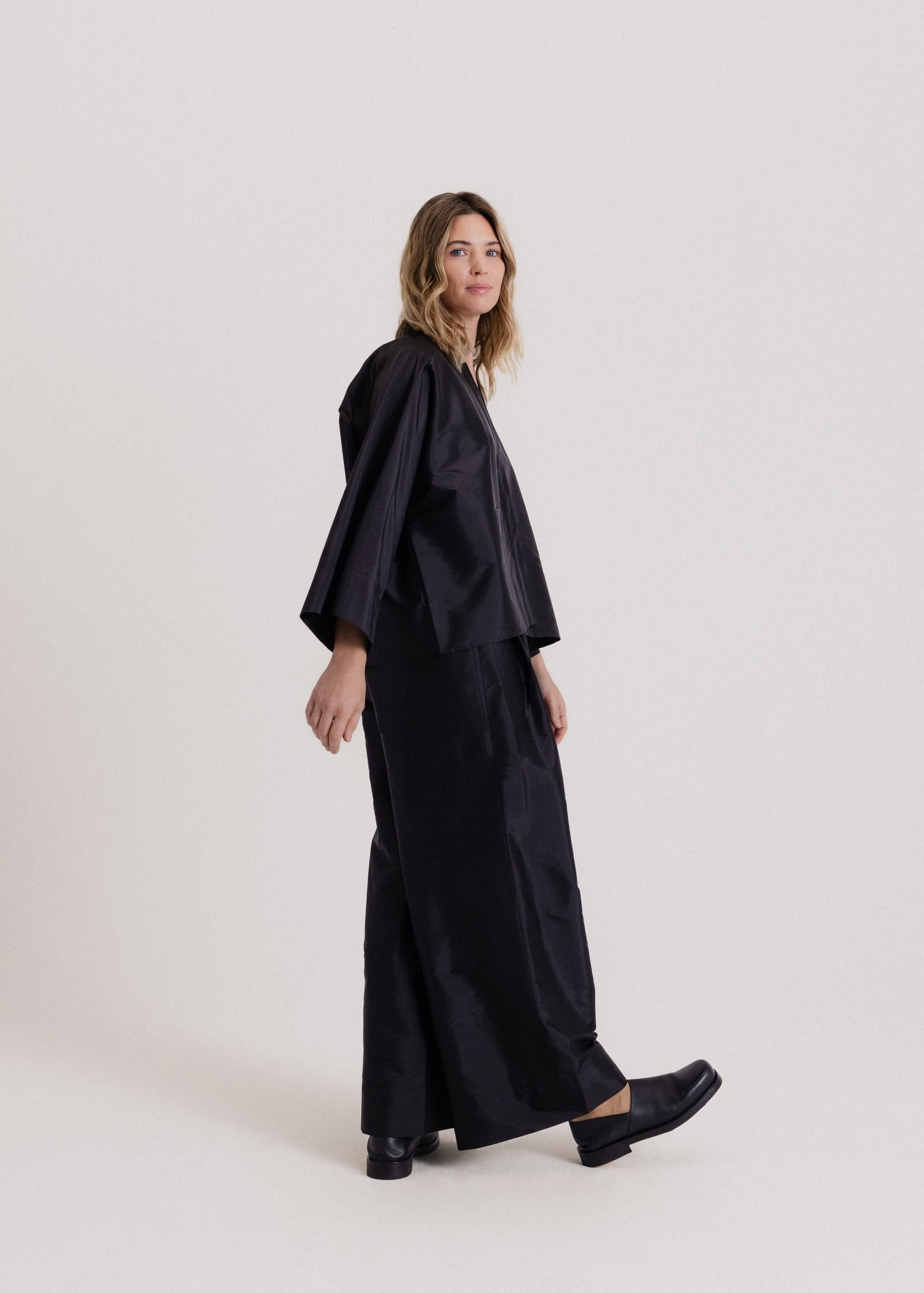 Taffeta Kimono Jacket in Black