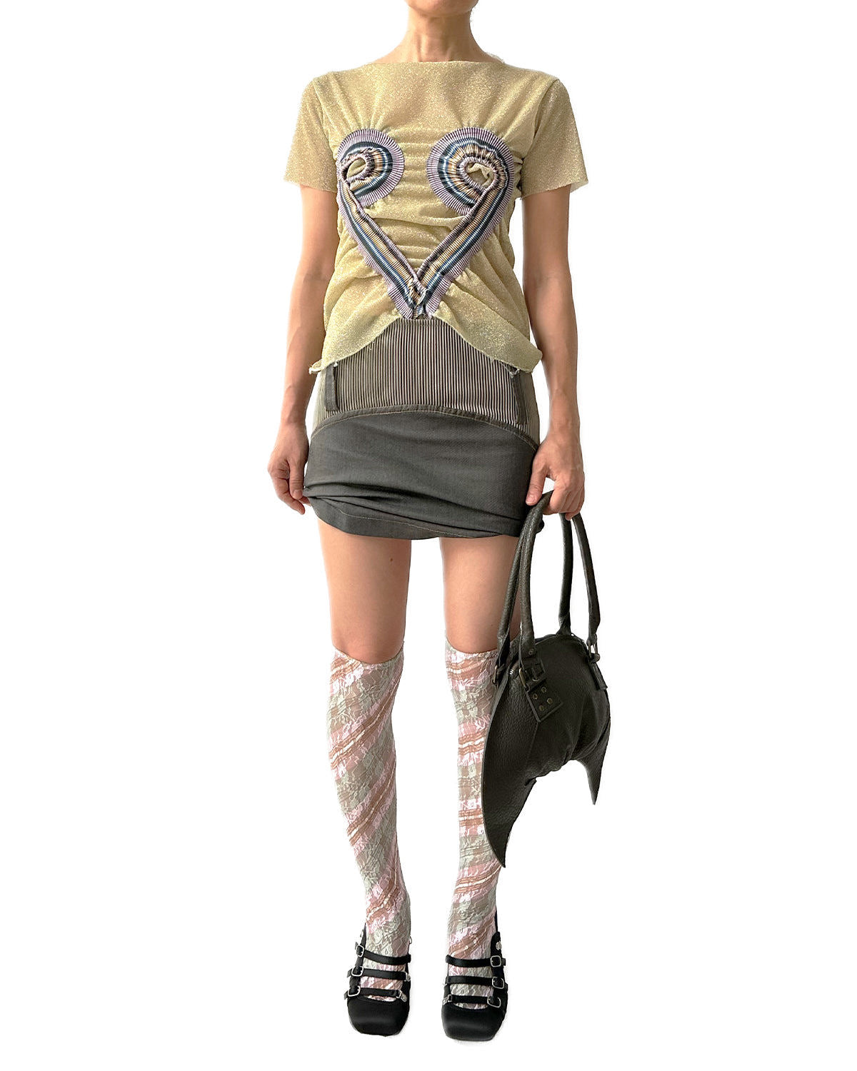 The Croissant Bag Glossy Embossed Earth