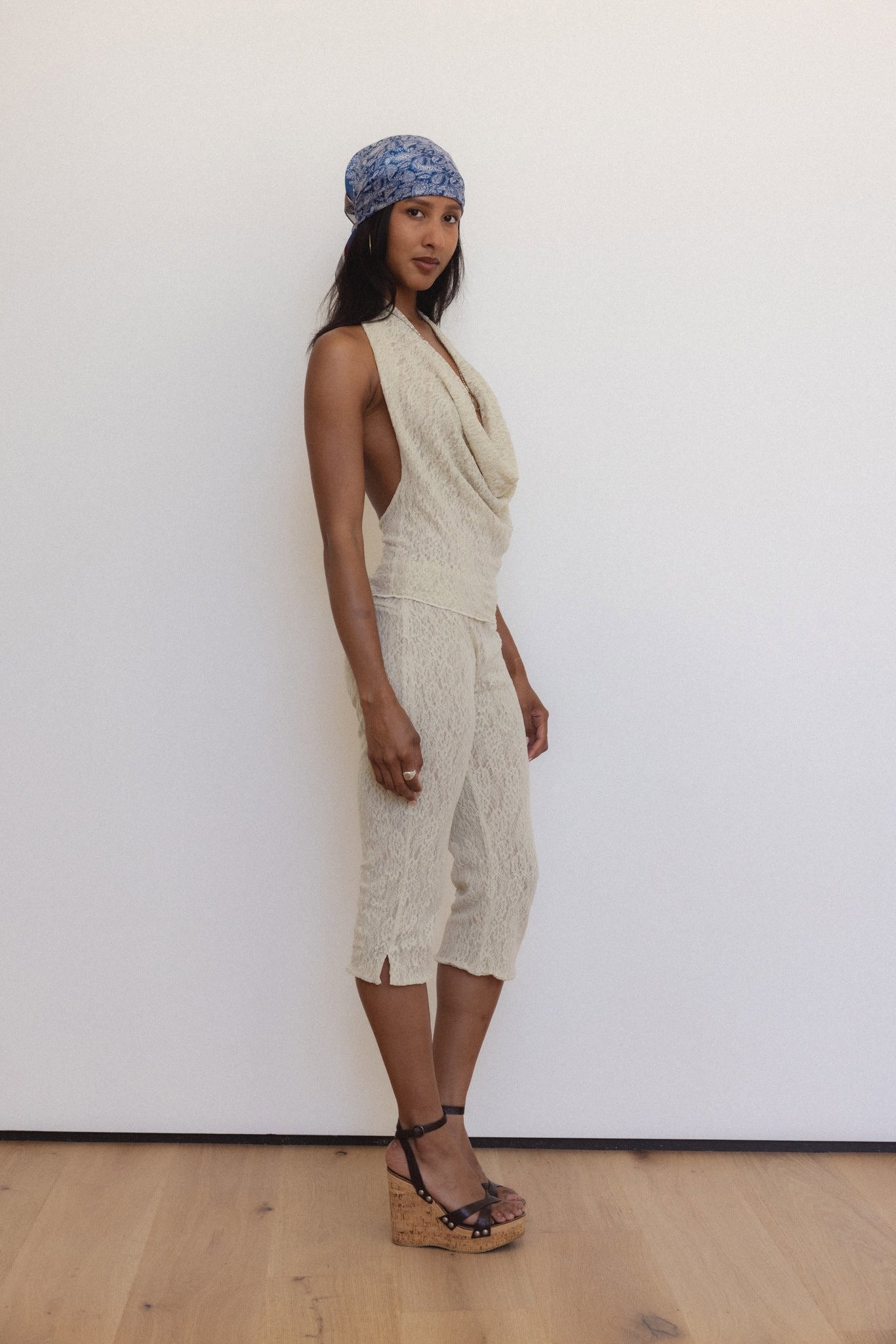 Psyche Capri in Sandstone Lace