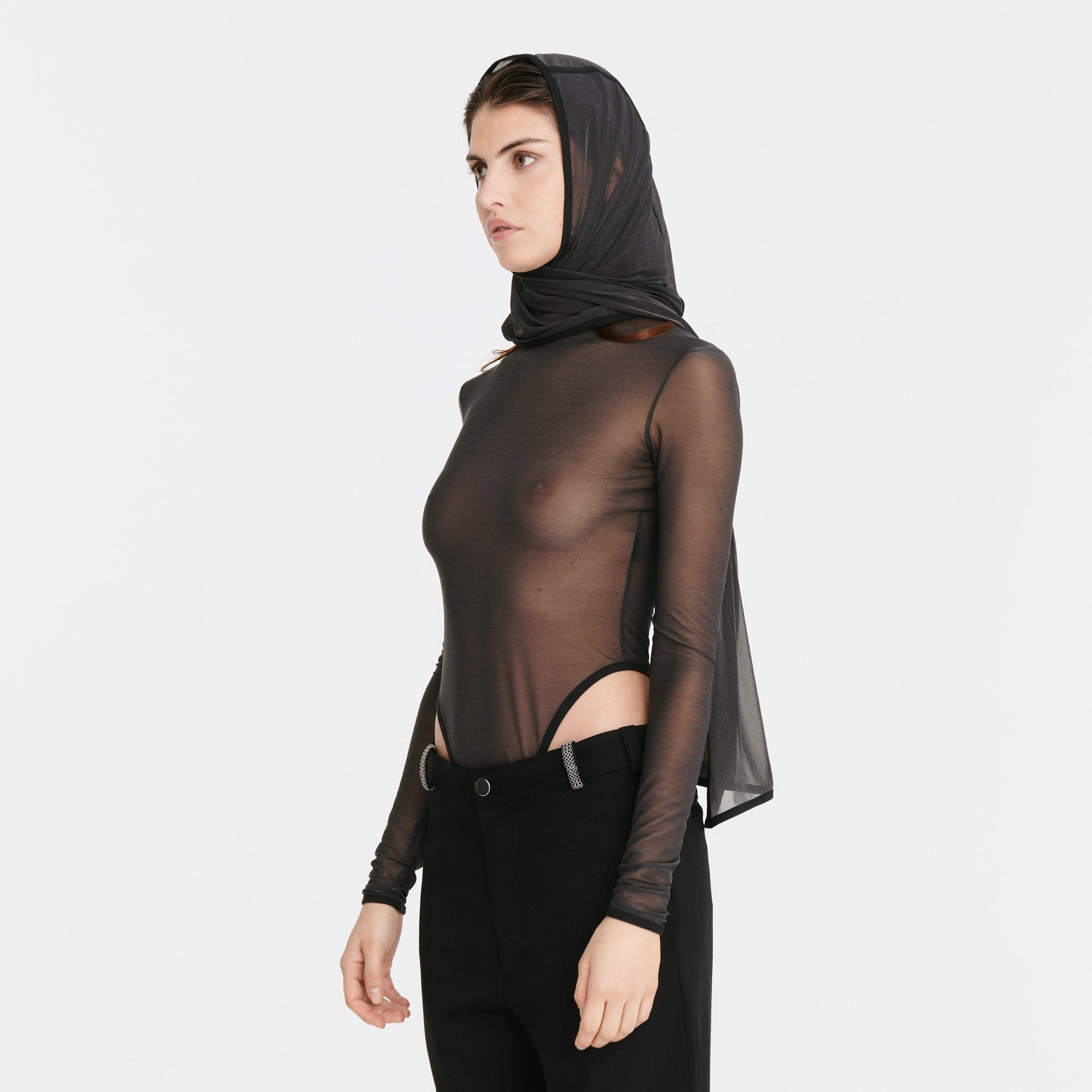 Madonna Bodysuit in Sheer Grey