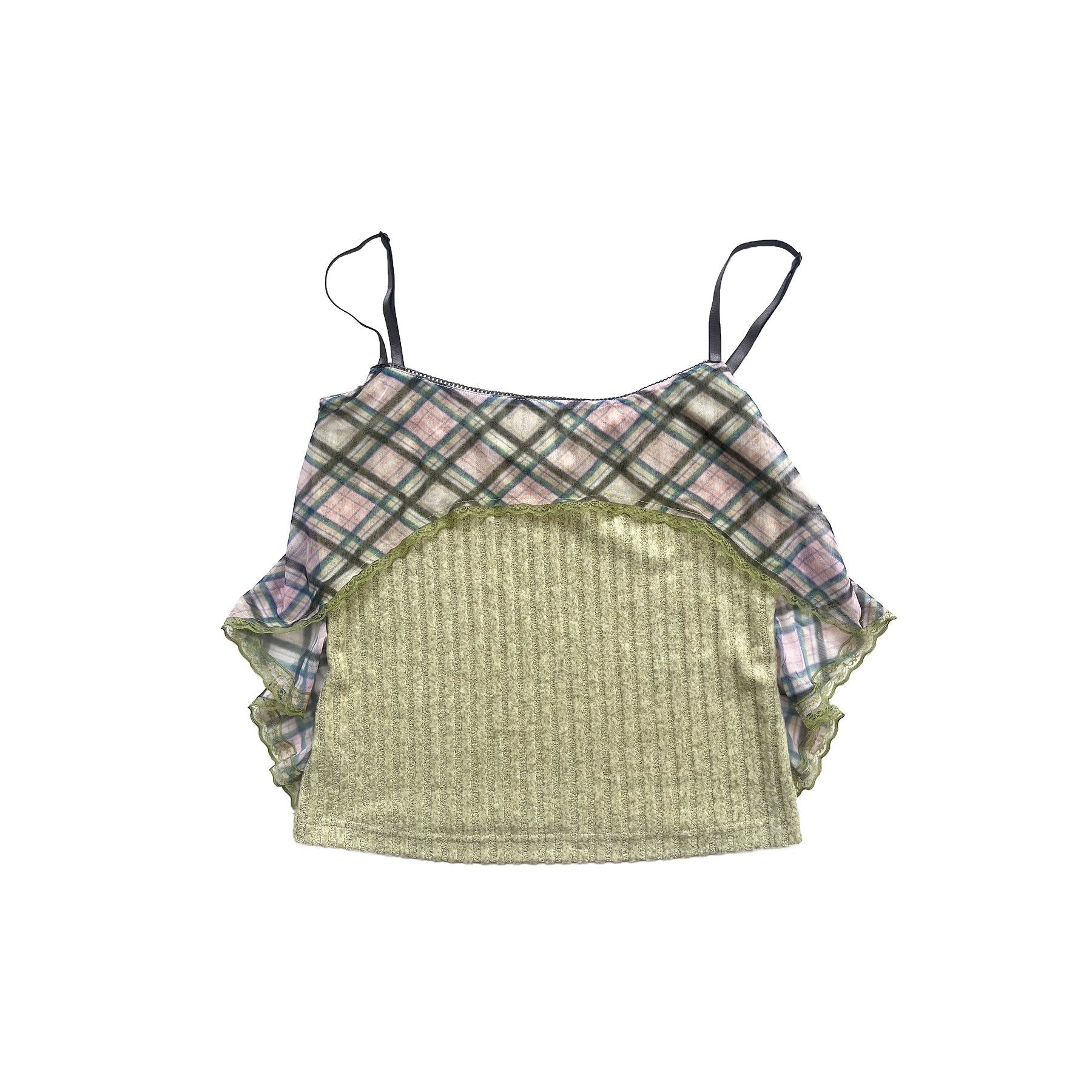 Flared Plaid Knit Cami Dollhouse