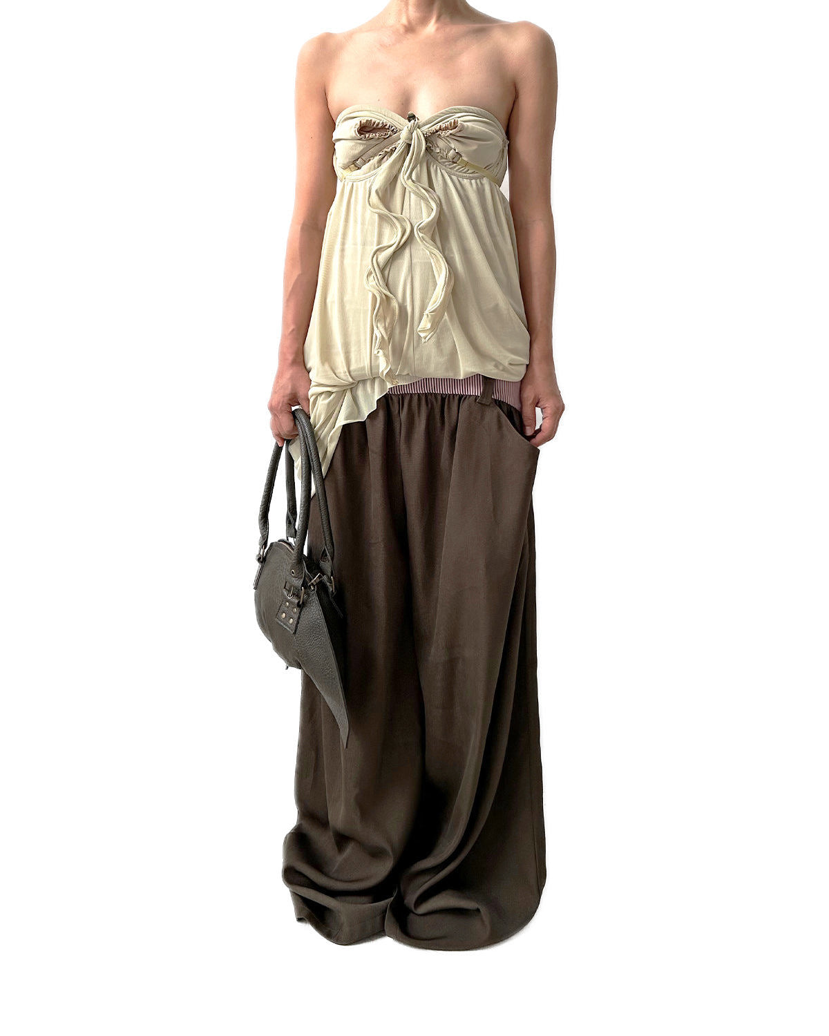 Bowie Draped Midi Dress Cream Sand