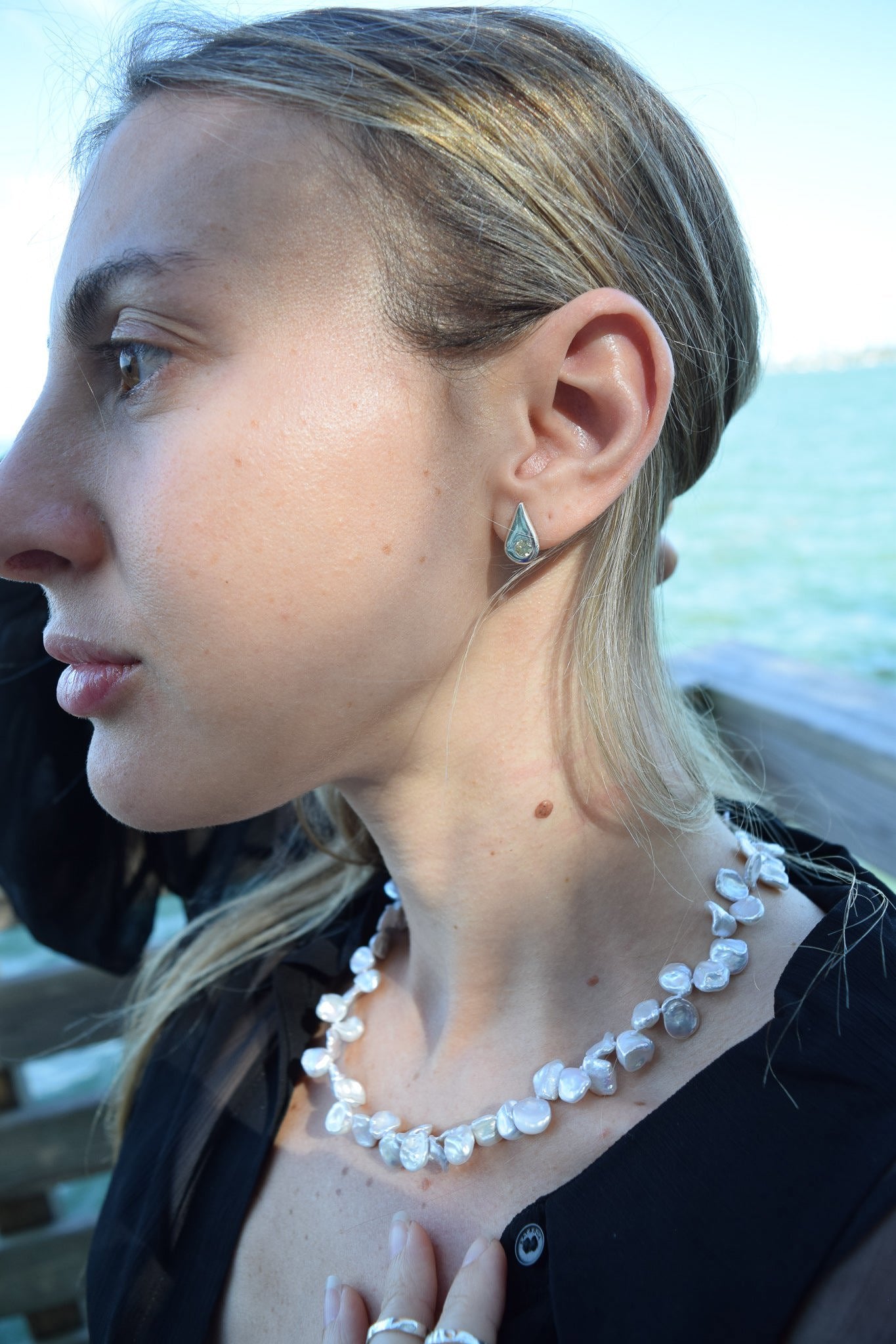 Spike Stone Earring