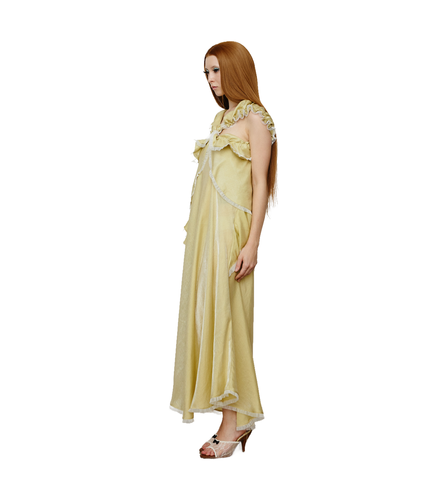 Lemon Glossy Satin Dress