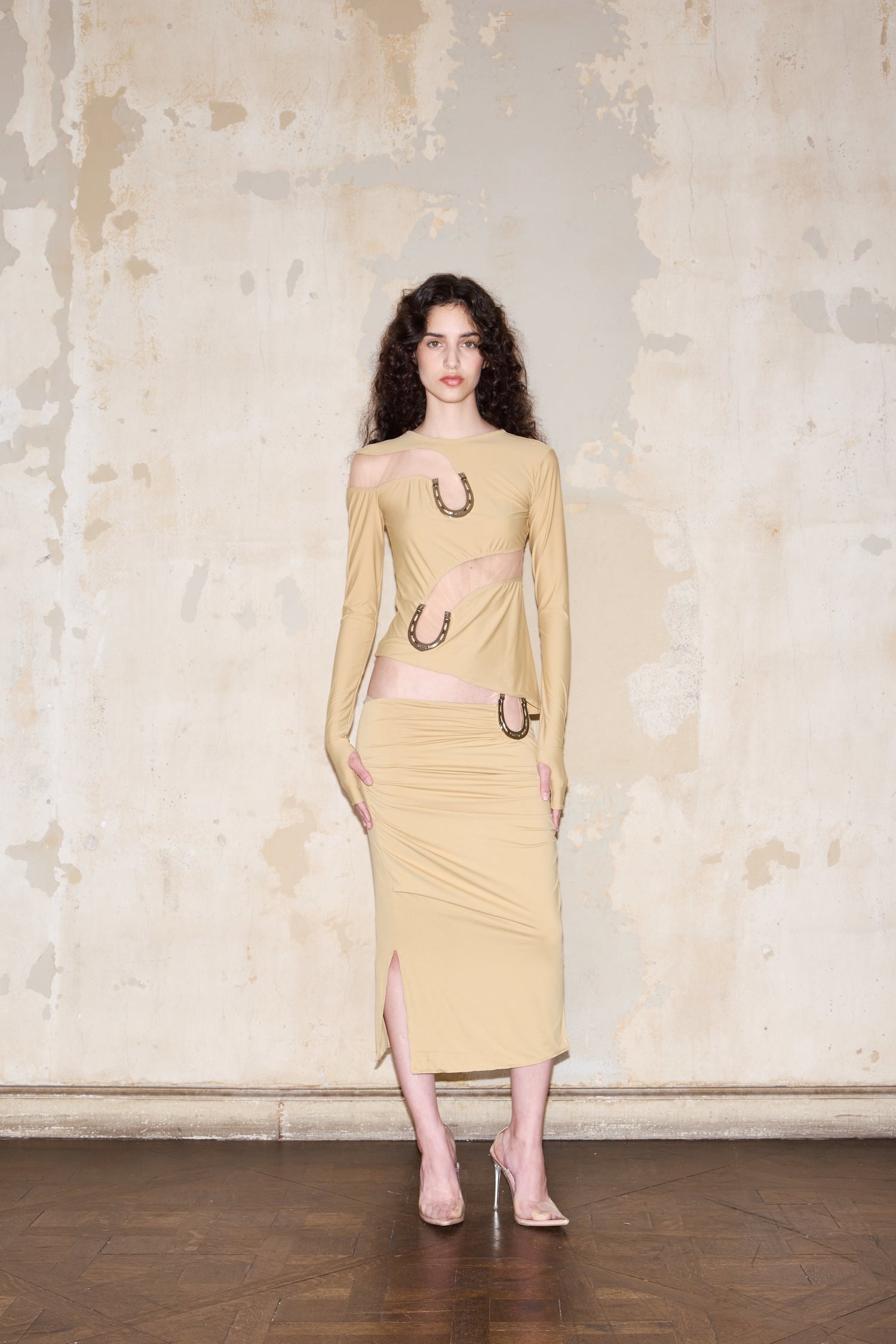 MIDI HELGUERA SKIRT CAMEL