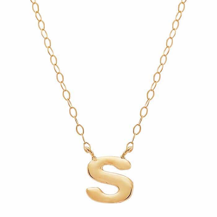 14K Solid Gold Alphabet Necklace