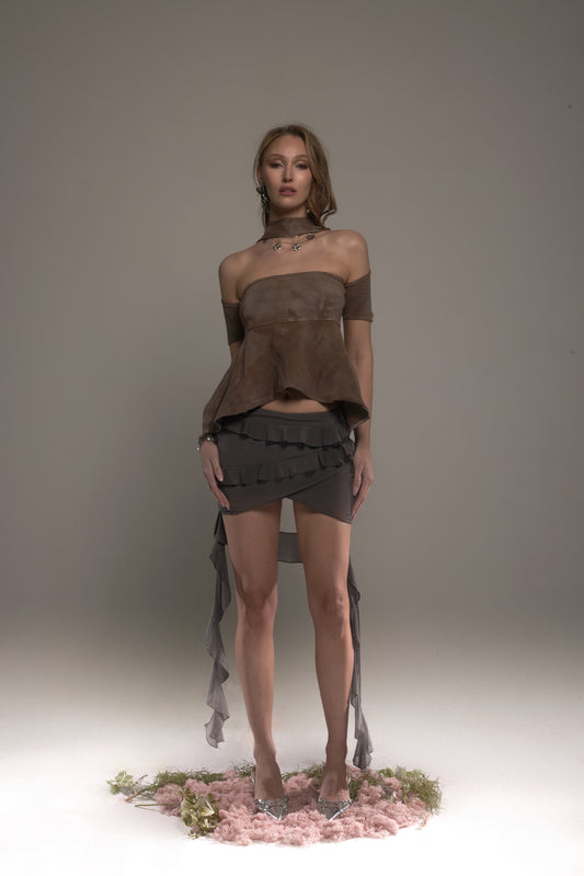 Brown Dyed Iris Top