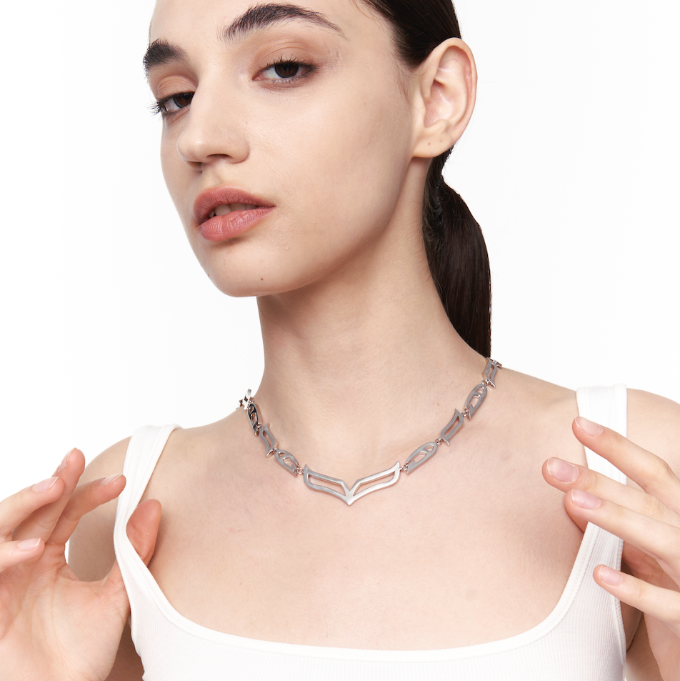 My Heart Soars|Chunky V-Link Silver Necklace