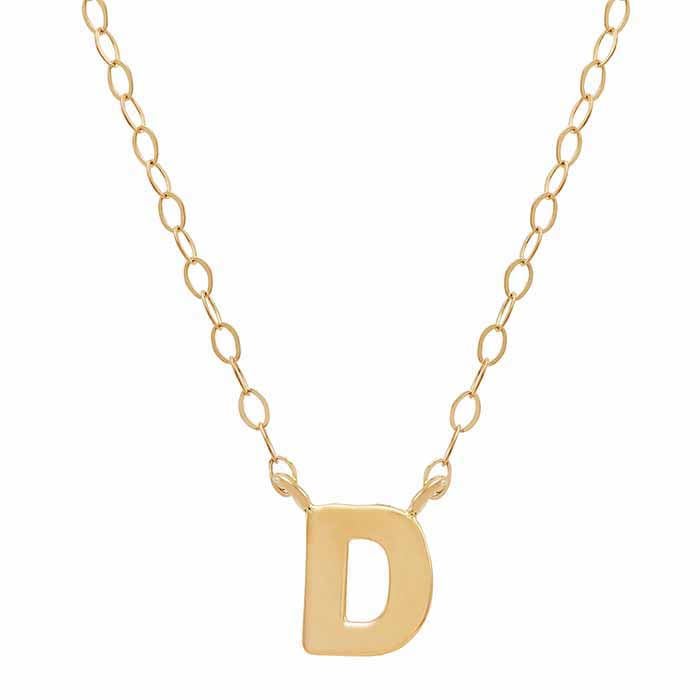 14K Solid Gold Alphabet Necklace