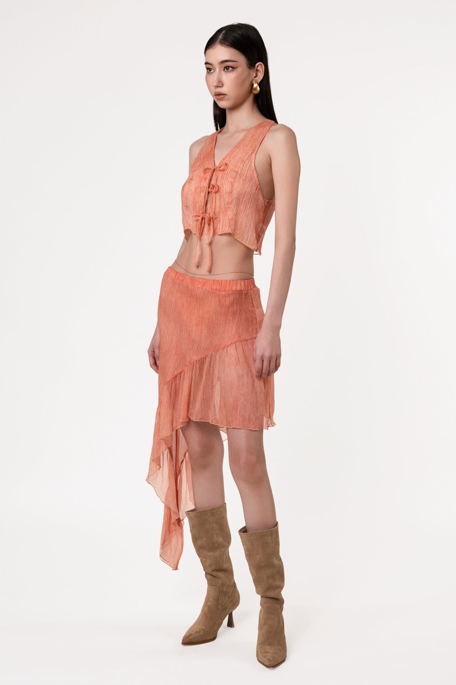 Springs Ruffle Silk Skirt