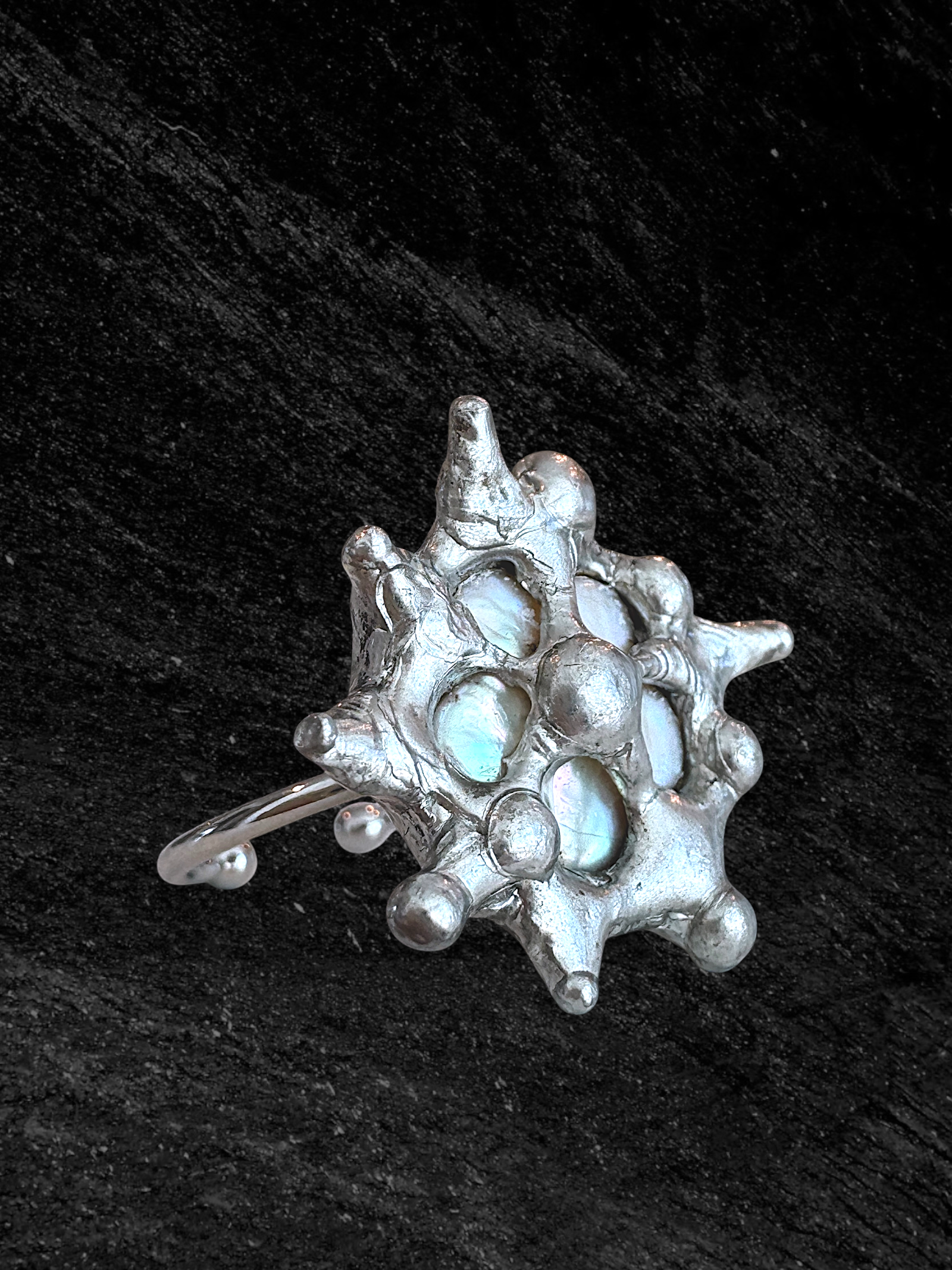 Caged Floral Pearl Ring
