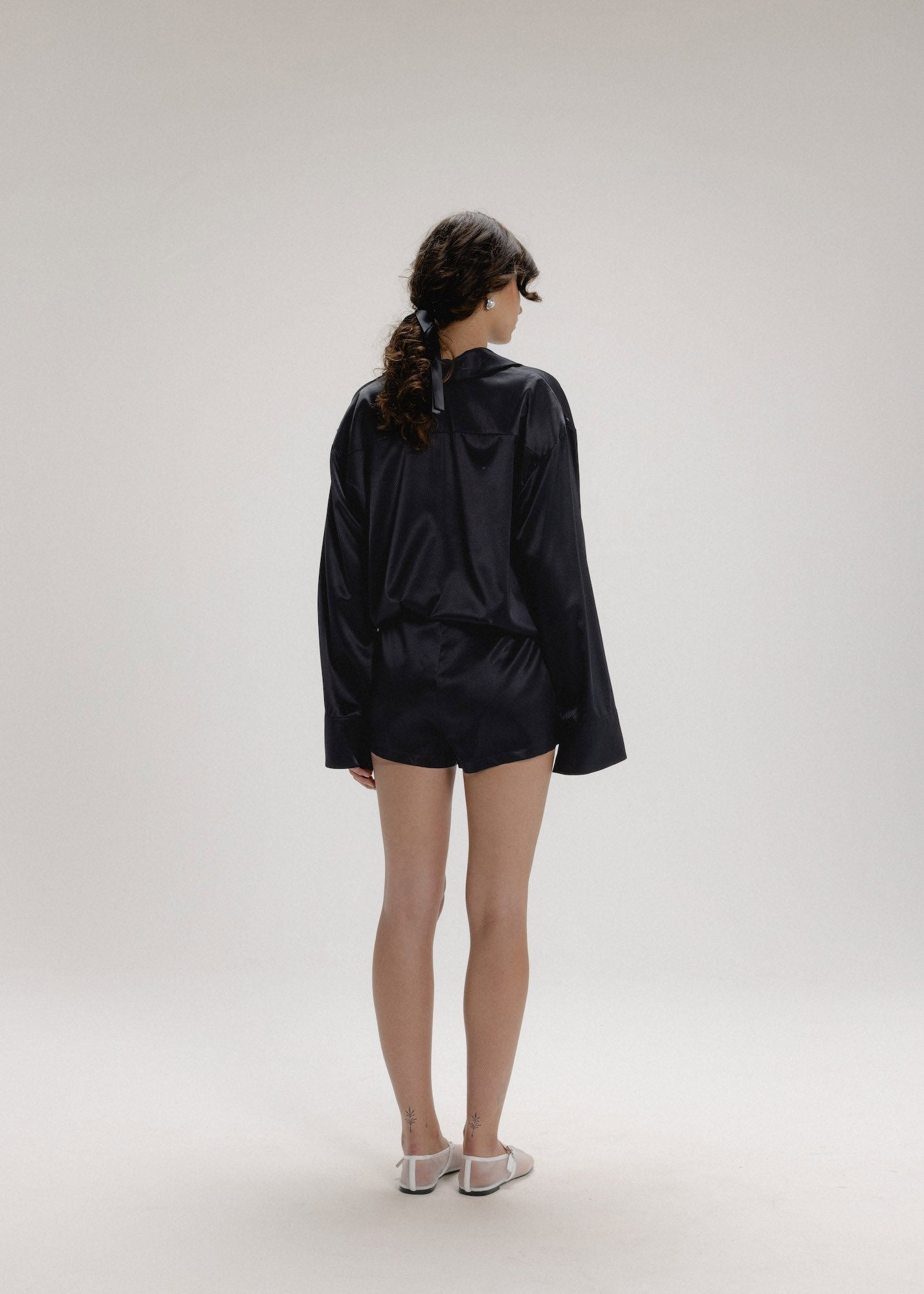 Silk Mini Shorts in Black