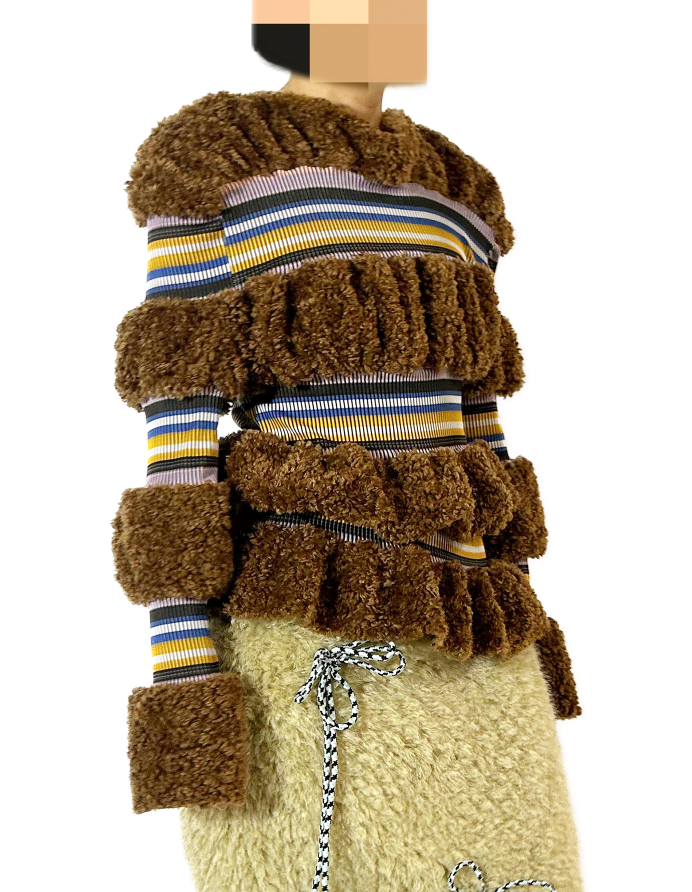 Rust Rib Patchwork Stripe Top