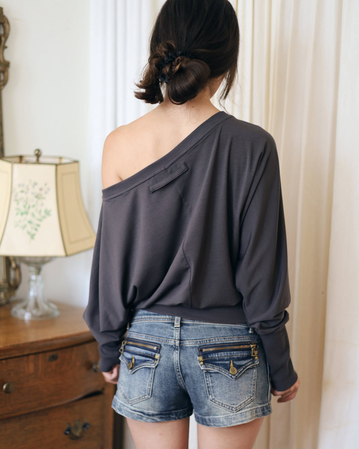 CARMEN top - charcoal