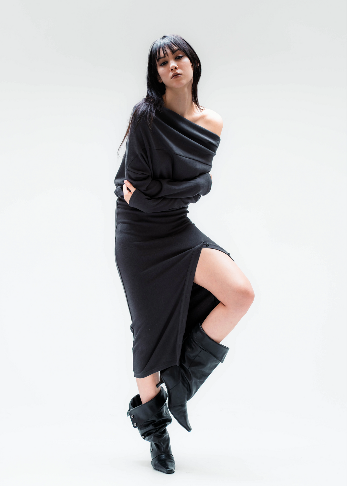 LES DRESS IN PAVER GREY