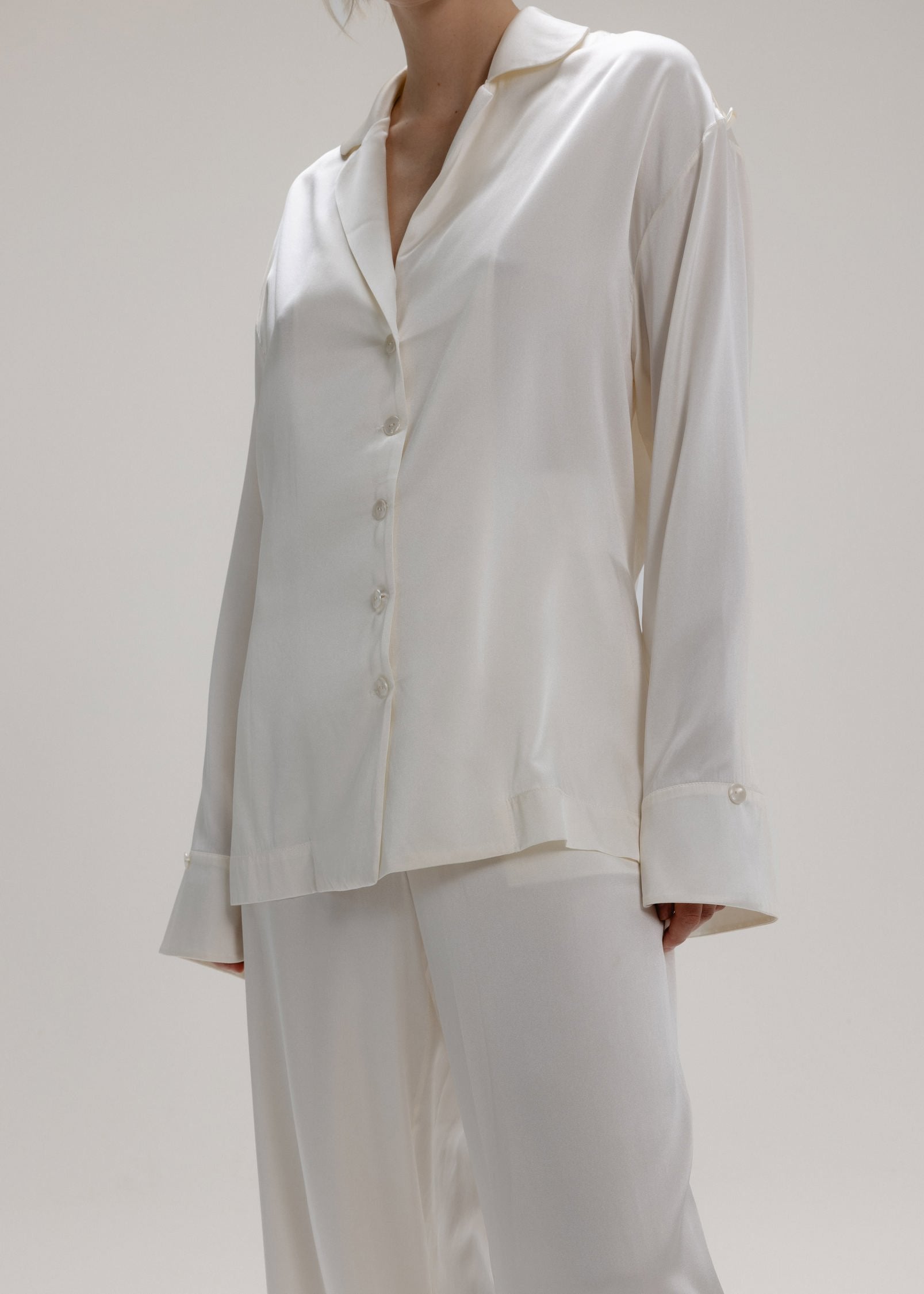 The Signature Silk Shirt in Milk White