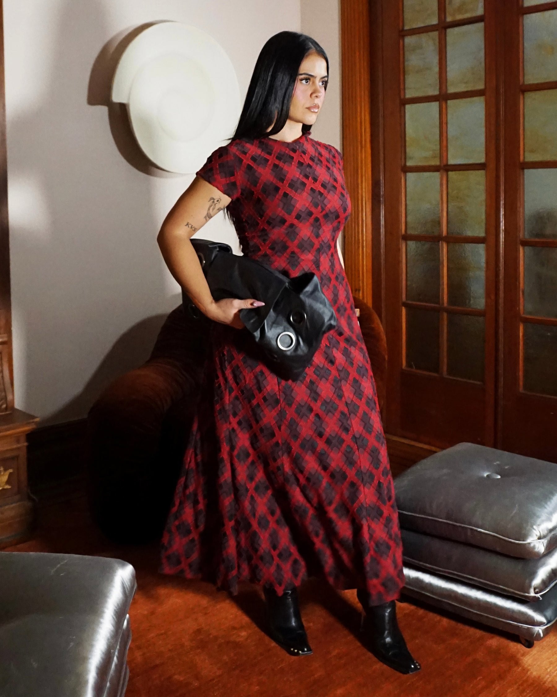 Lindura Dress-Oxblood Plaid