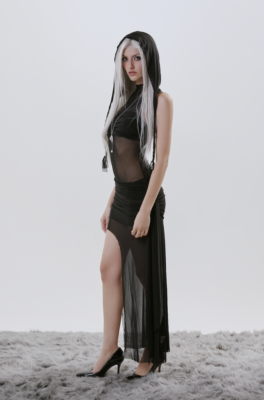 Obsidian Black New Nyx Dress with Hood