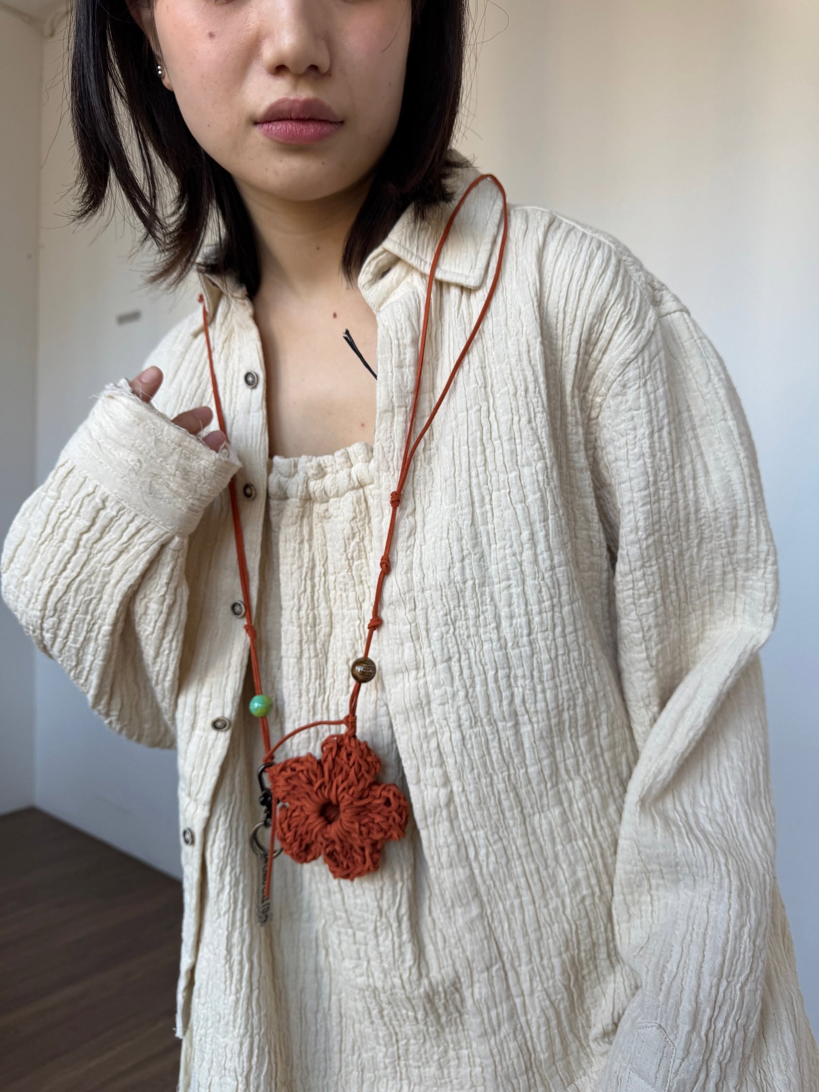 Signature Hand Crochet Flower Pocket Bag_ Orange