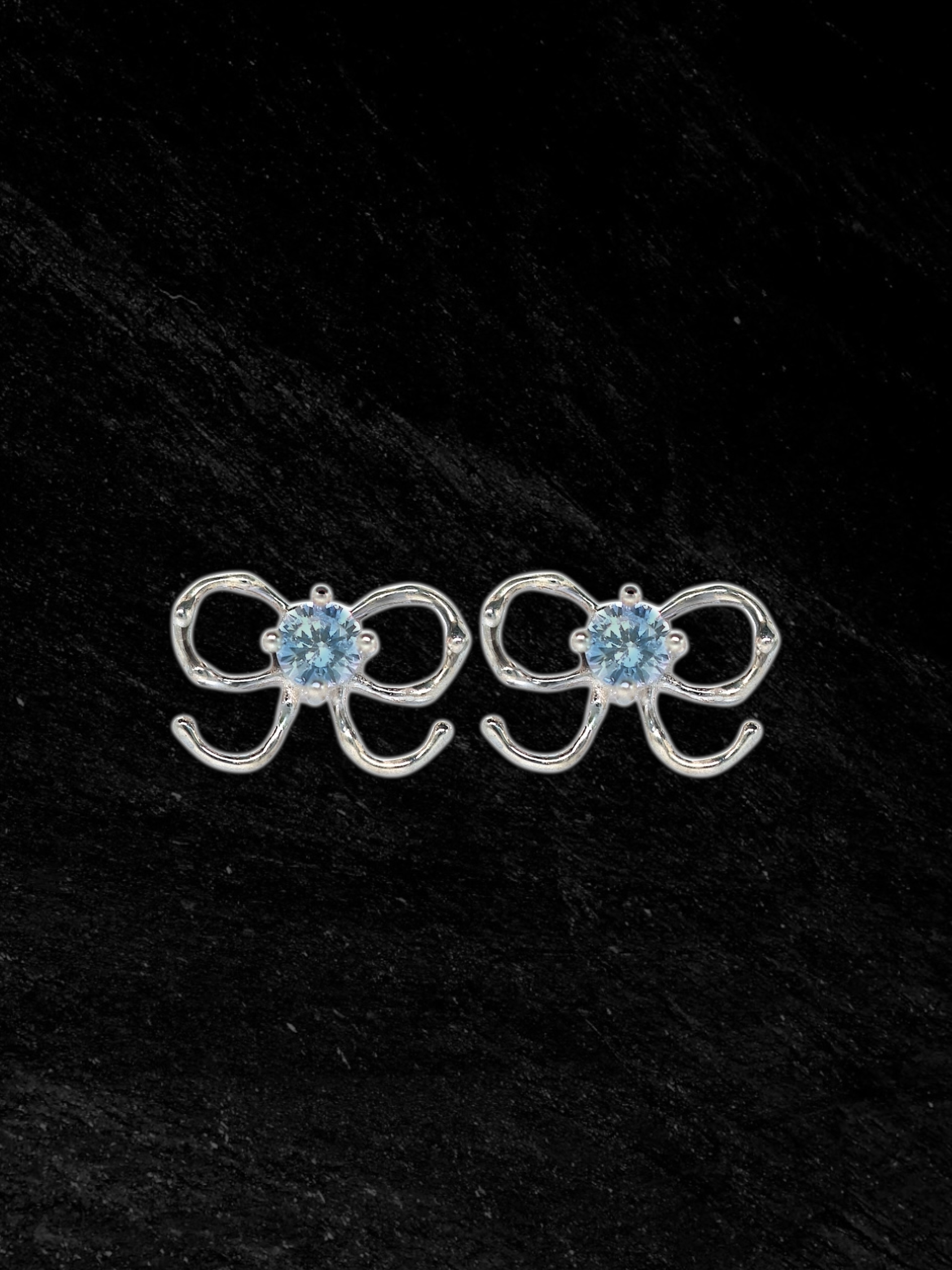 Blue Mini Bow Studs S925