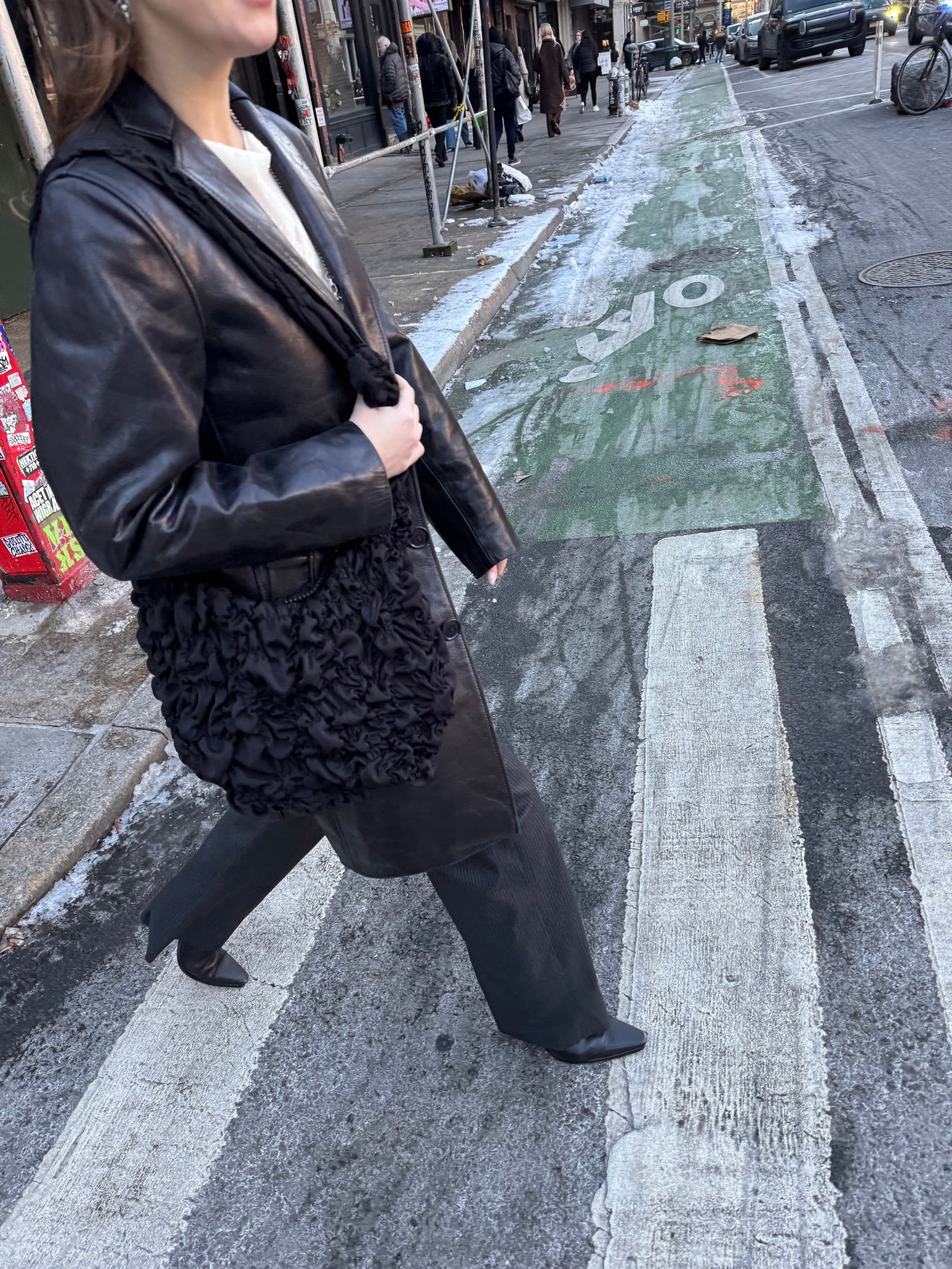 Leather long thrench coat