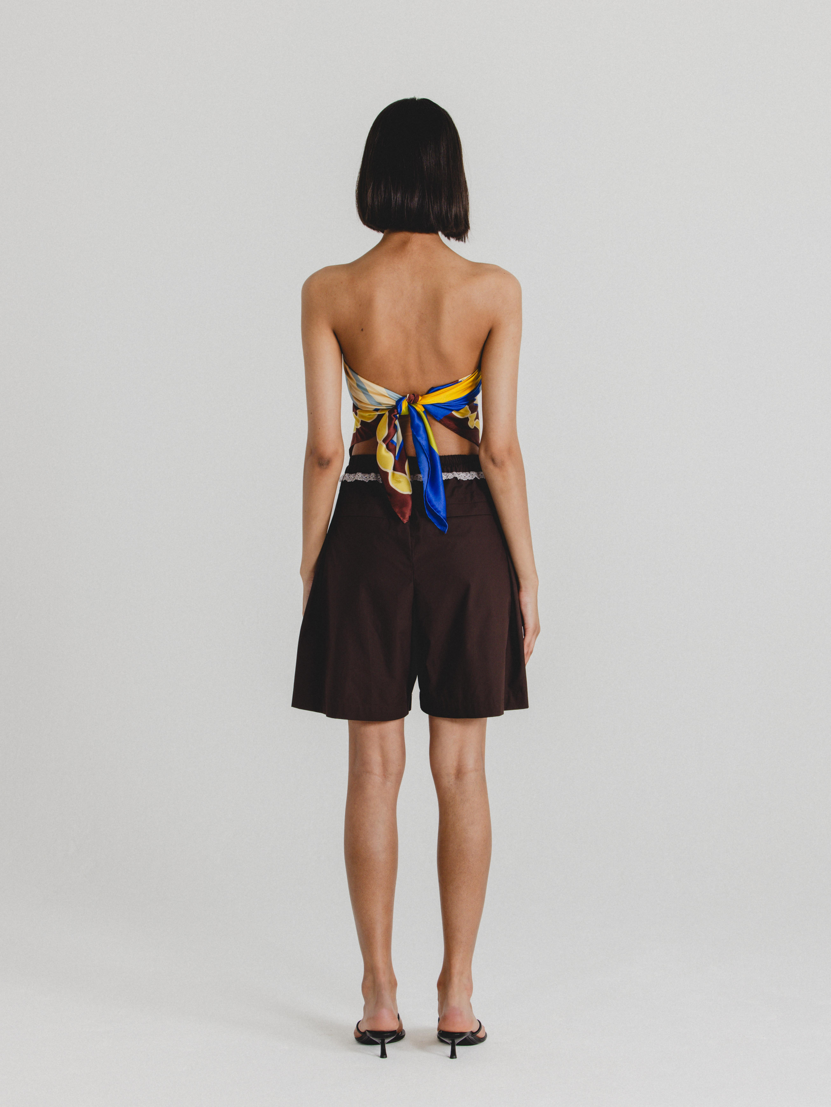 Cotton Poplin Shorts in Chocolate Brown