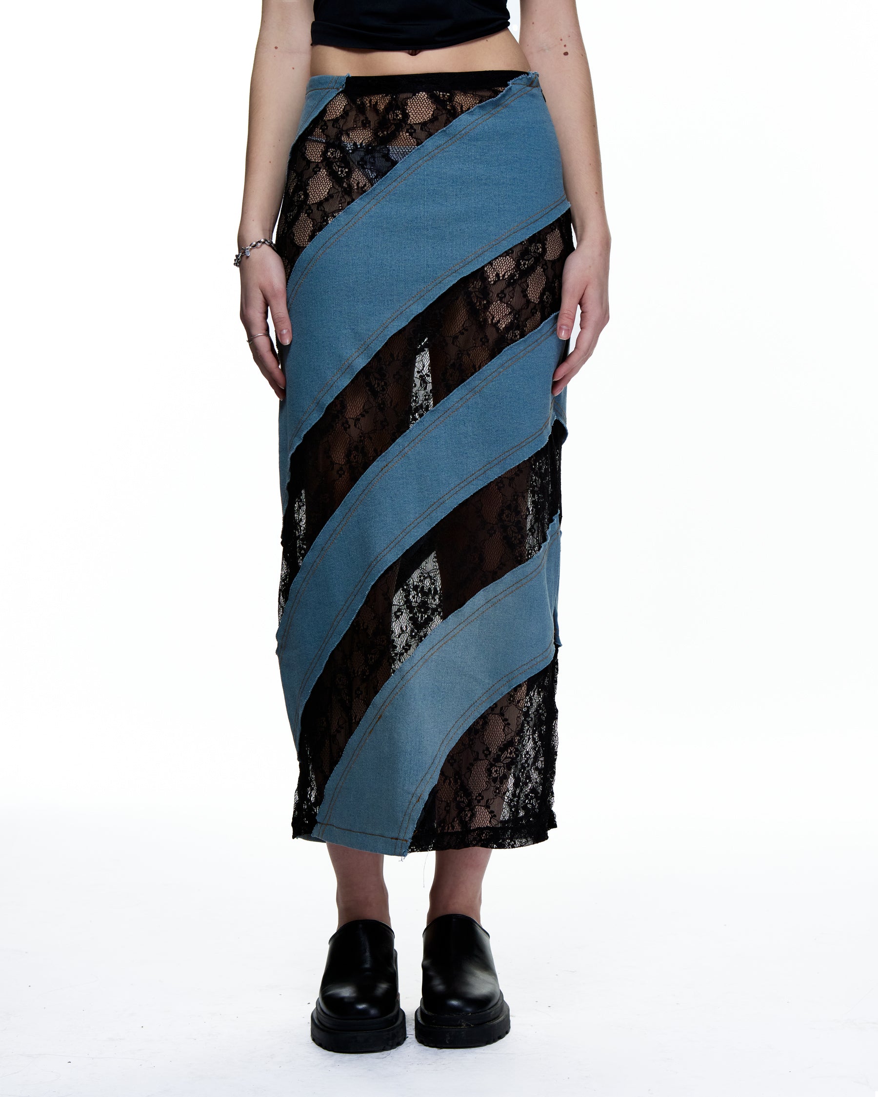 DENIM FIELDS MIDI SKIRT