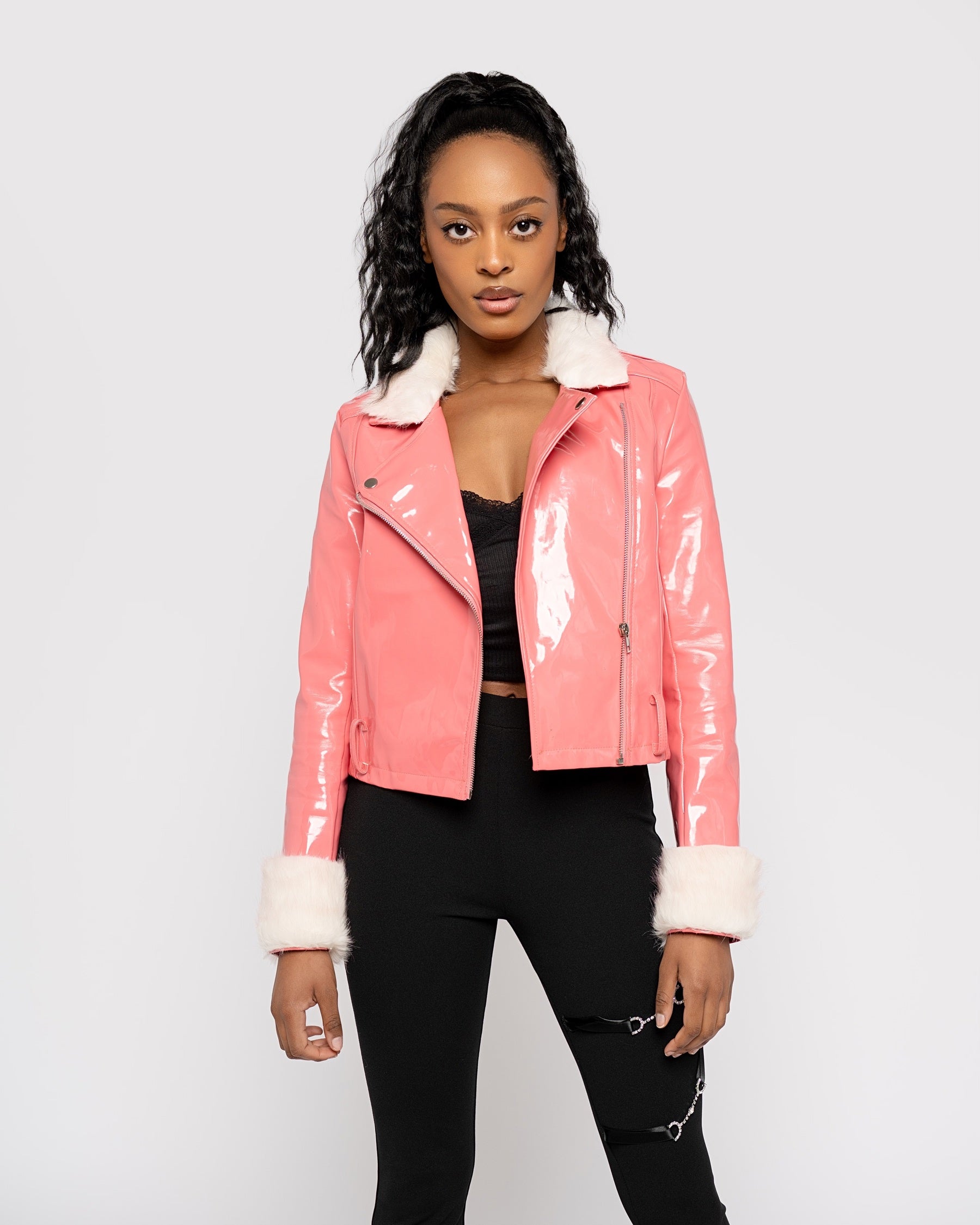 Pink Vinyl and Fur Jacket