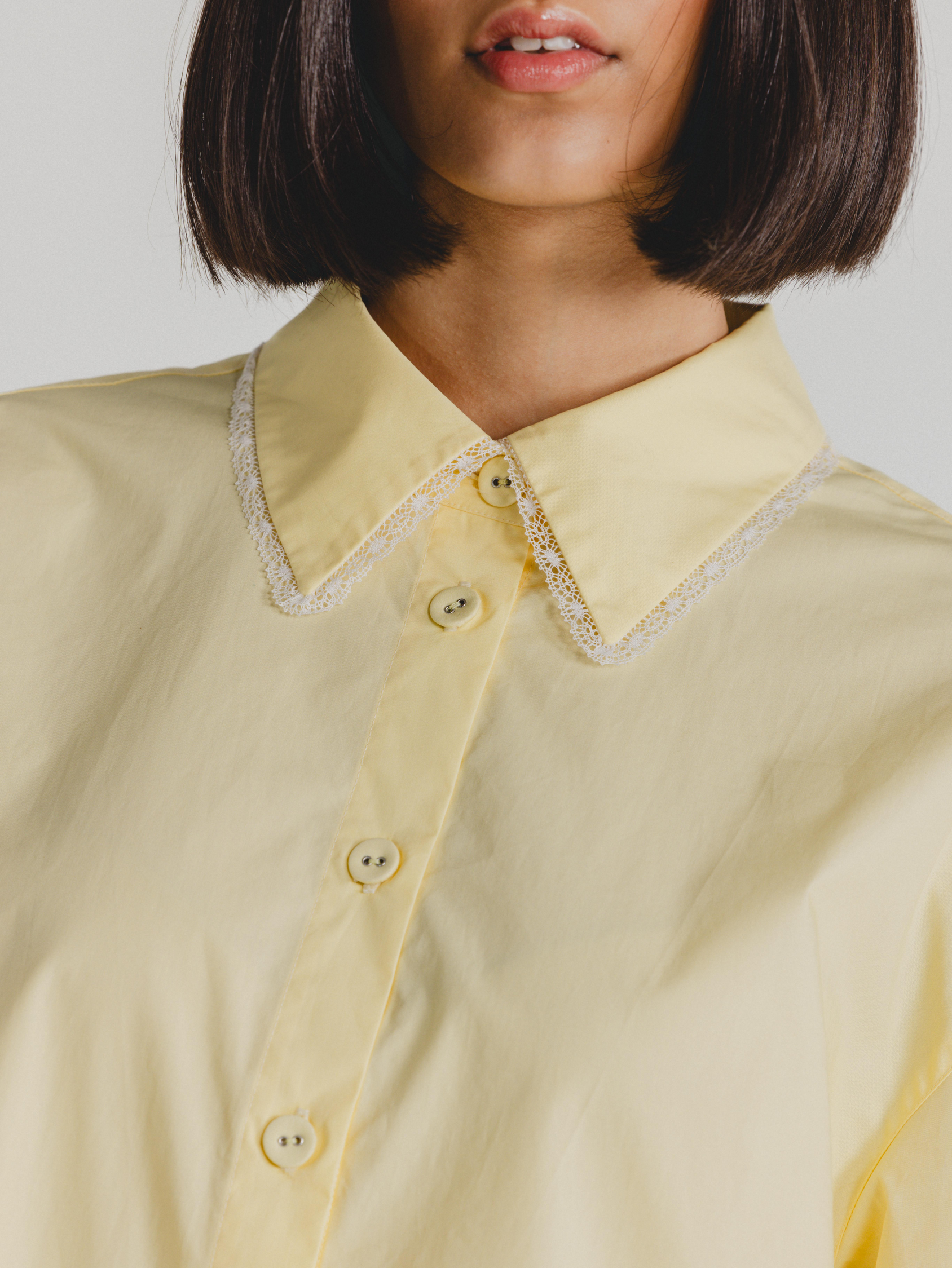 Cotton Poplin Oversized Shirt in Butter Yellow