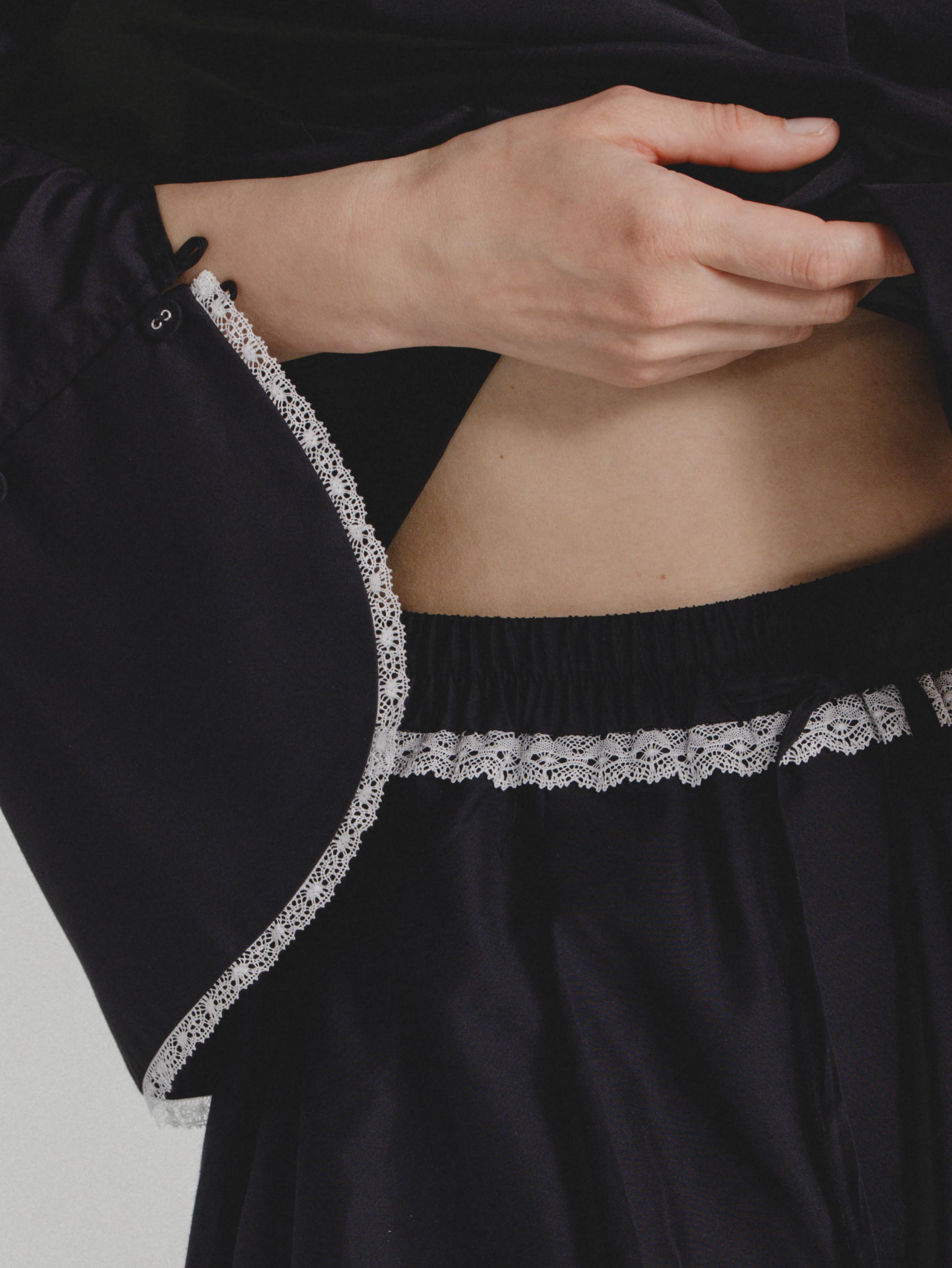 Silk-Cotton Pants in Black