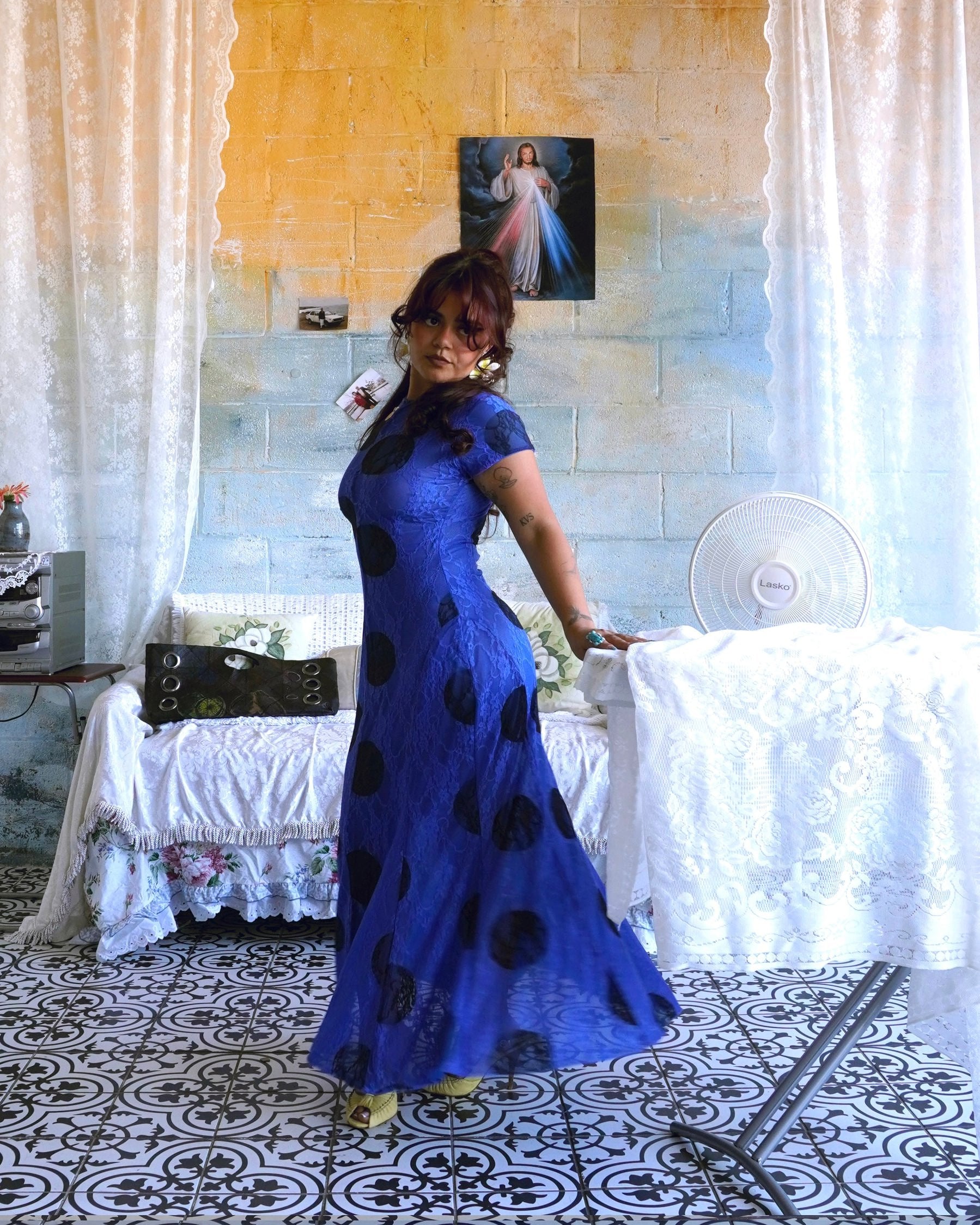Lindura Dress- Blue Polka