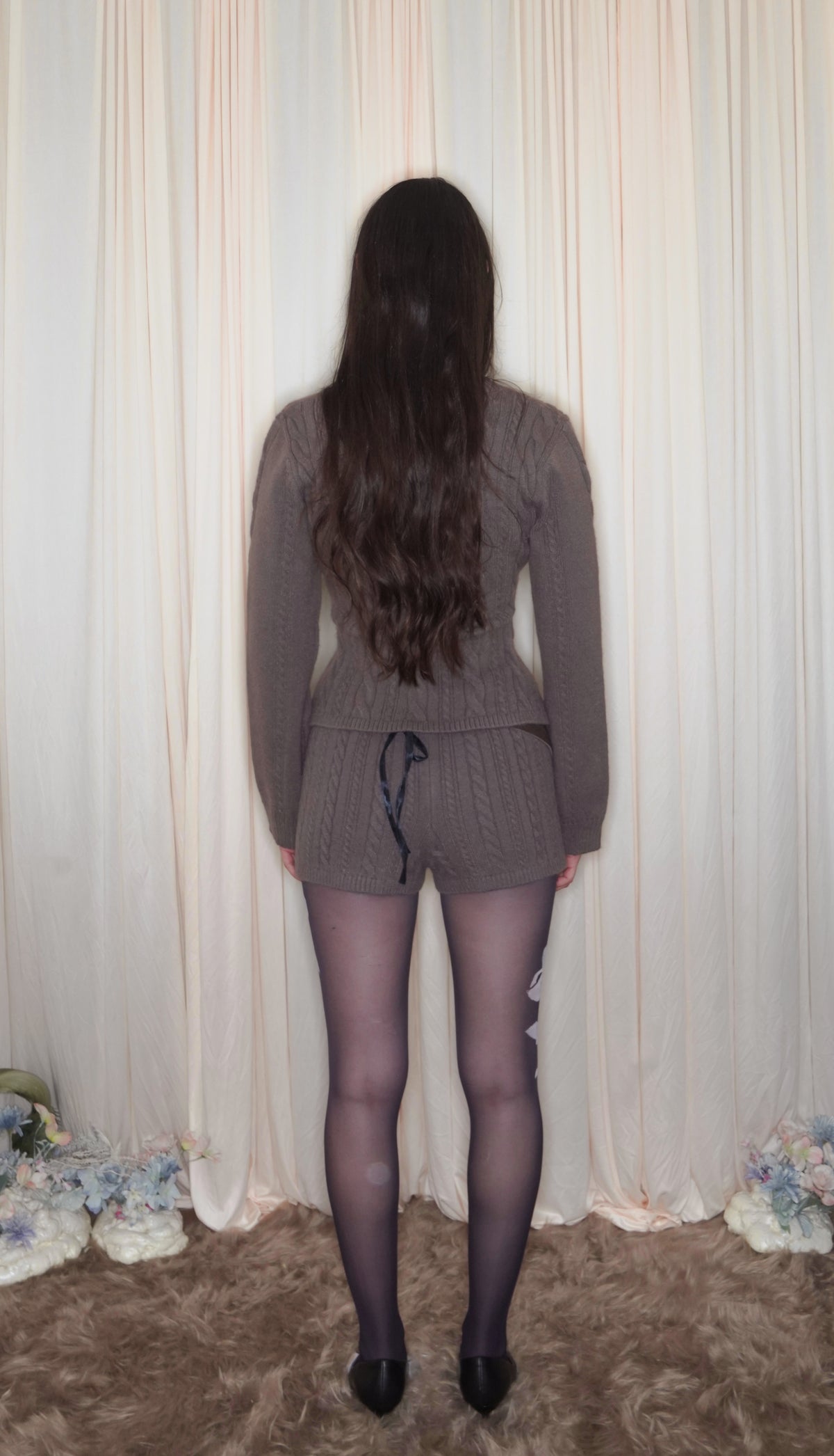 ARTEMIS UMBER BROWN KNIT SHORTS