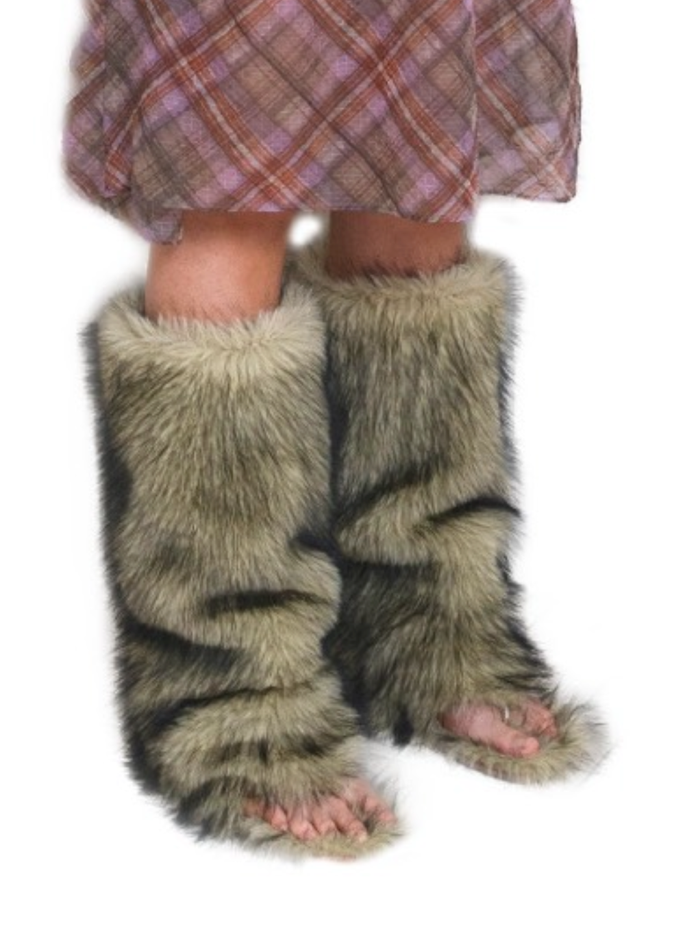 Straw Yellow Faux Fur Sandal Boots