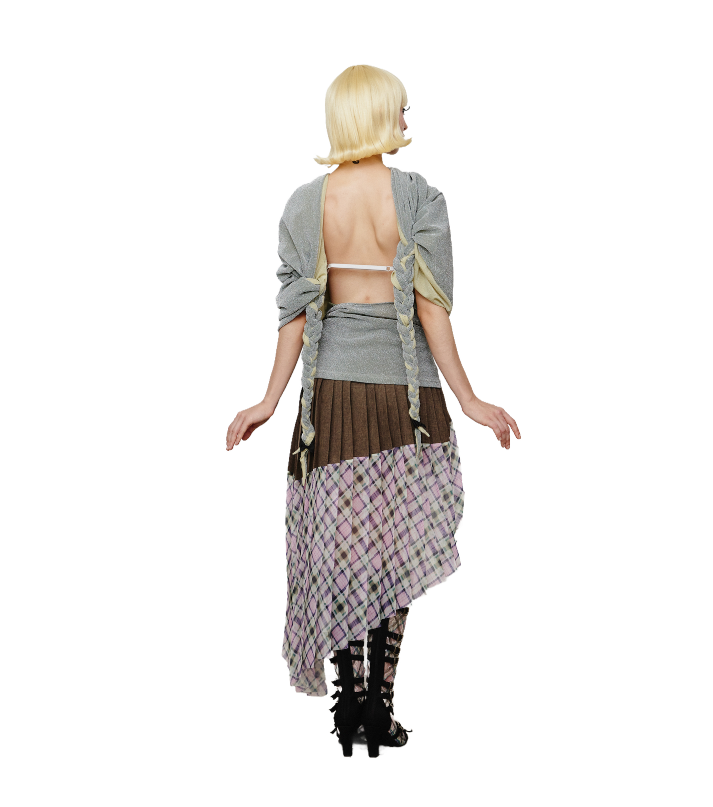 Asymmetrical organza pleated skirt lucid