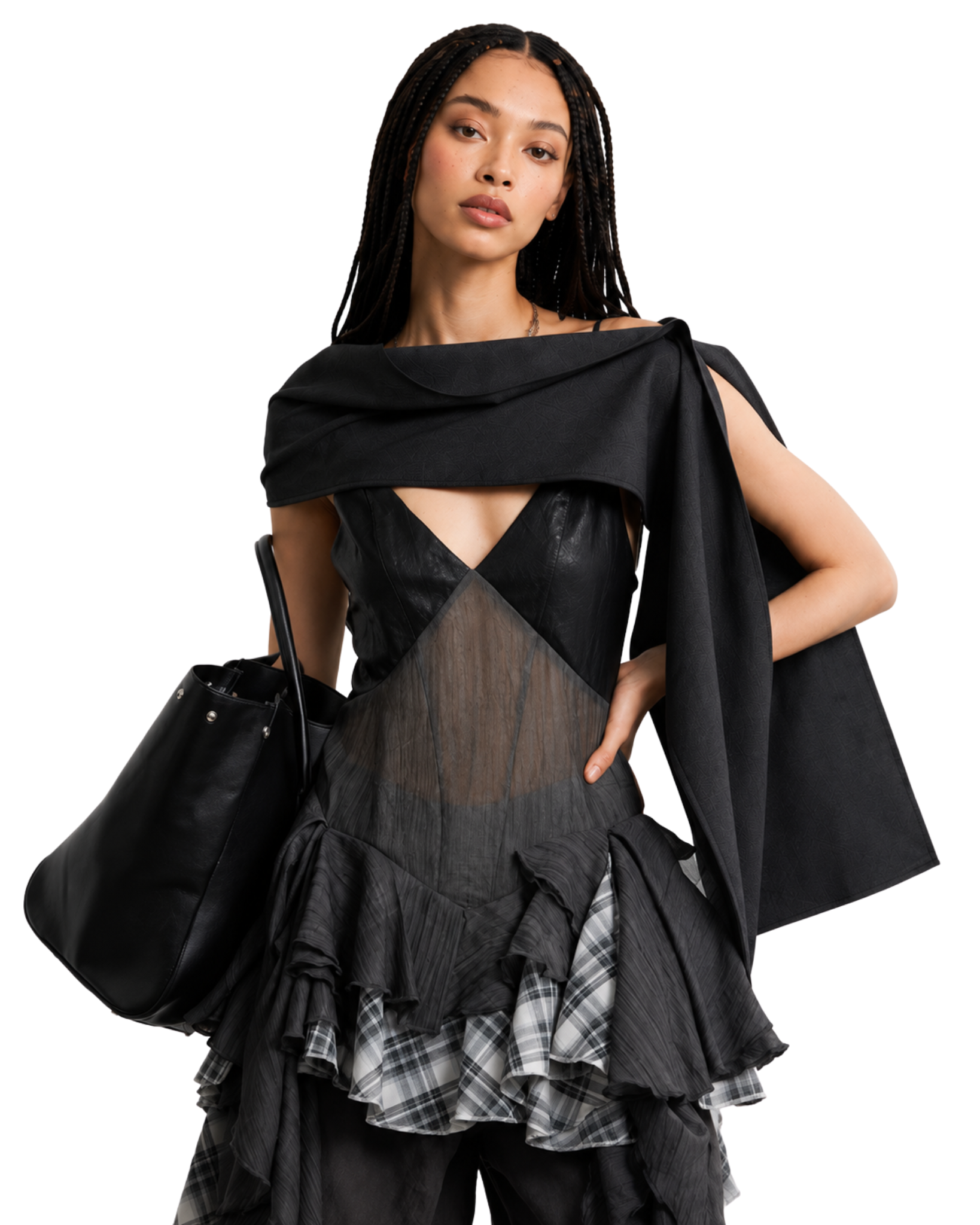 LEELOH Sheer Lace Irregular Dress