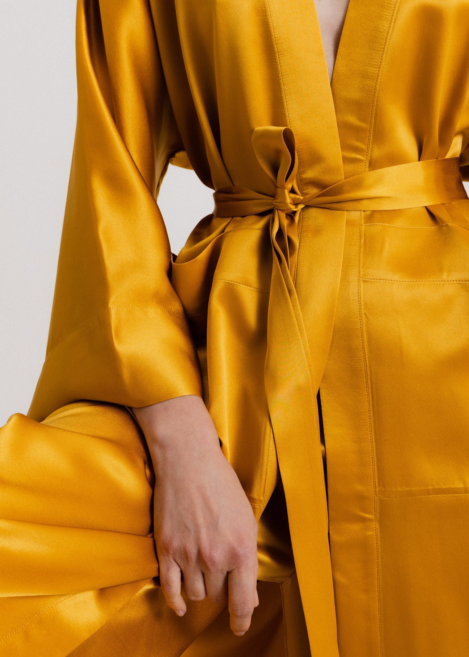 Silk Kimono Robe in Gold